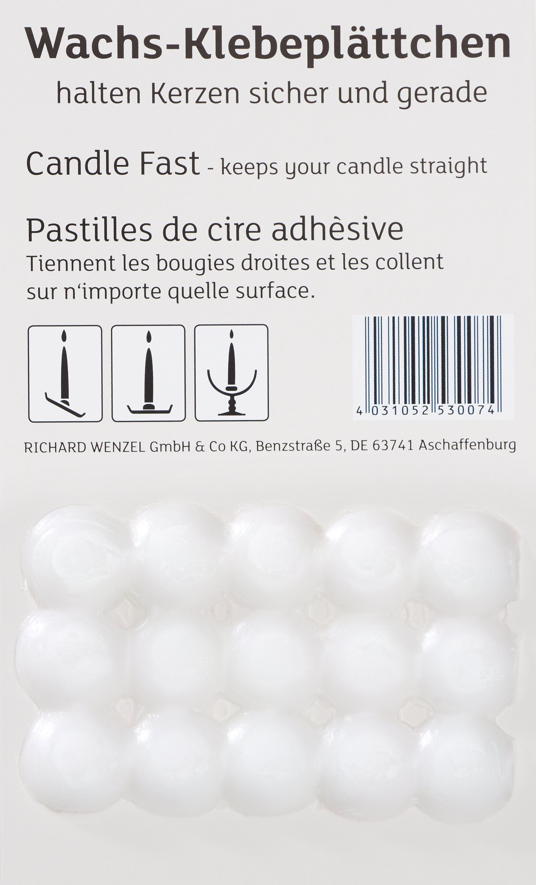 Wenzel Stumpenkerze Wachsklebeplättchen, 15 Stück