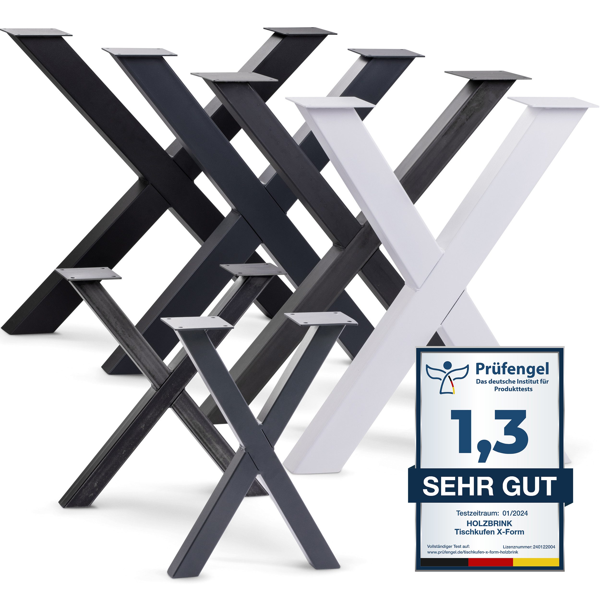 HOLZBRINK Tischbein Tischbeine Metall Schwarz X-form, Tischkufen/Tischgeste günstig online kaufen