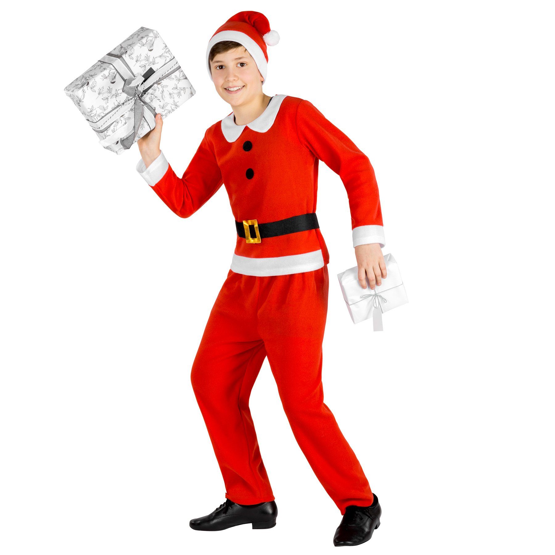 dressforfun Engel-Kostüm Jungenkostüm kleiner Weihnachtsmann, Schönes Shirt in Anzug-Optik mit aufgenähtem Kragen