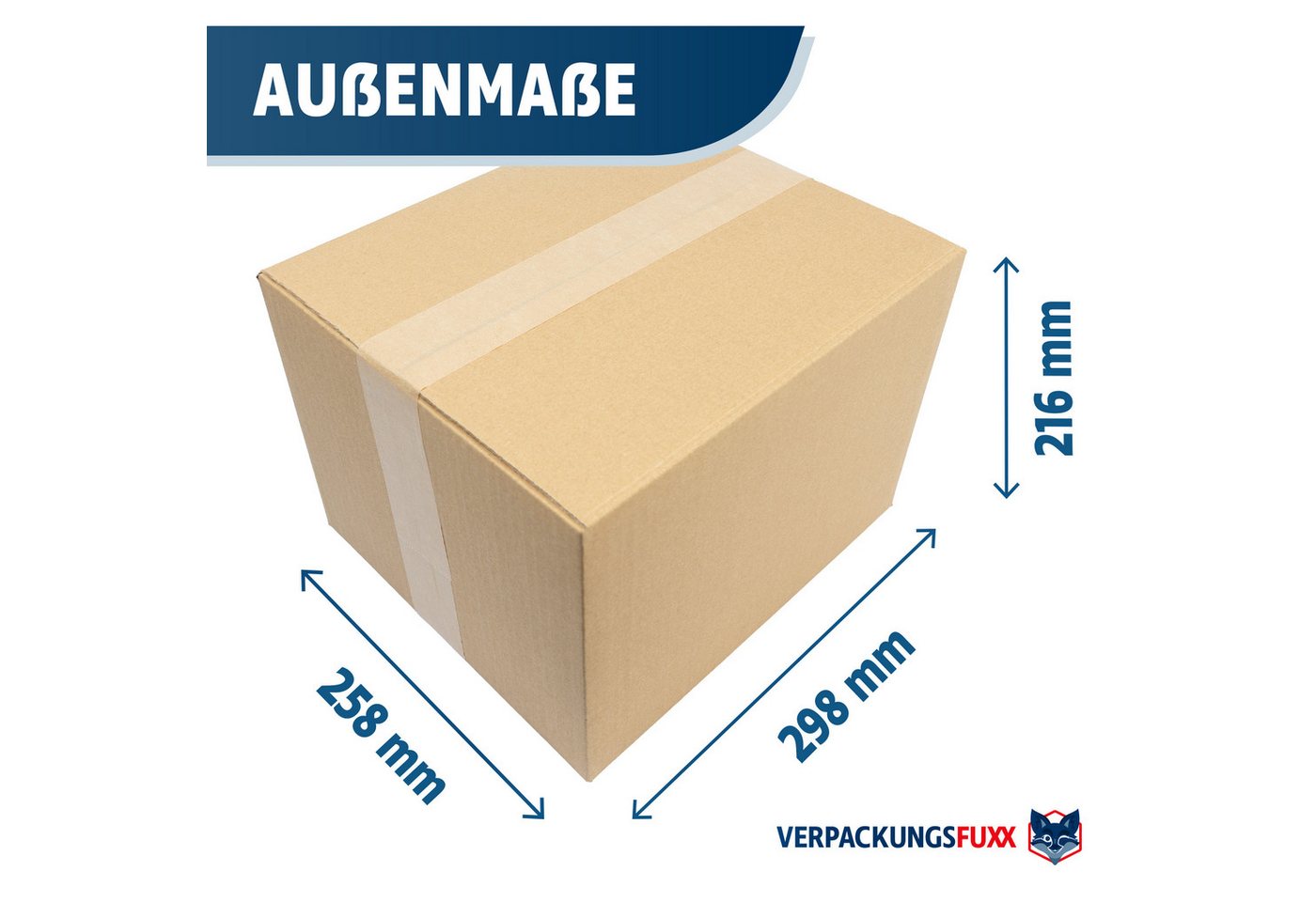Thumbnail - VERPACKUNGSFUXX Karton Faltkarton 29 x 25 x 20 cm, 20 Stk., stabiler Versandkarton, 1-wellig