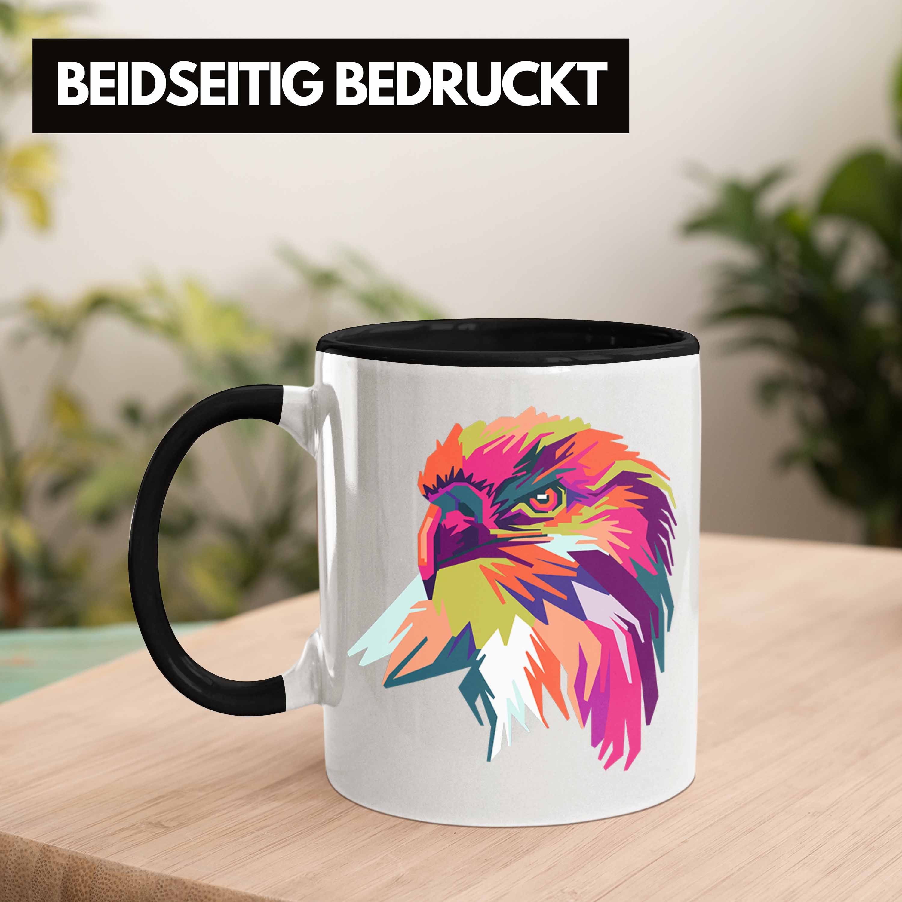 Kaffeetasse Trendation Tasse - Adler-Fans Tasse Schwarz Trendation Adler Polygon Geschenk