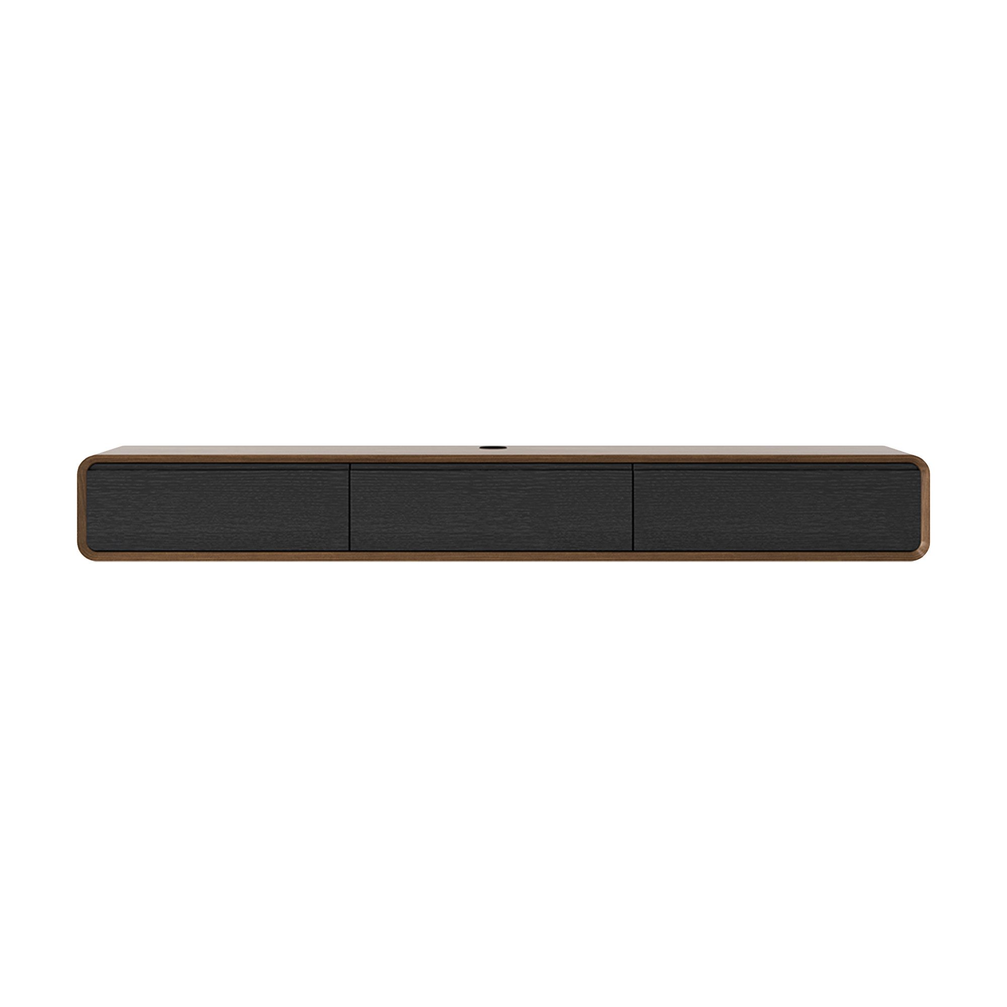 POVISON TV-Schrank Minimalistischer schwebender TV-Schrank 200 cm, dunkles Walnussfurnier (1-St) Modernes wandmontiertes TV-Möbel mit 3 Schubladen, Medienkonsole