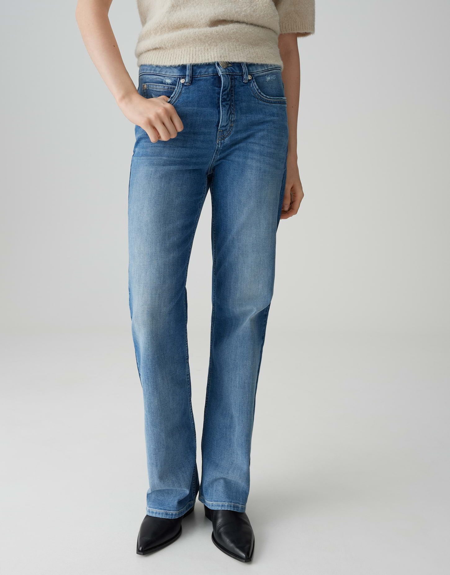 OPUS PANTS Bootcut-Jeans MELLY SPARK mit Powerstretch Mid Rise Long Flared, günstig online kaufen