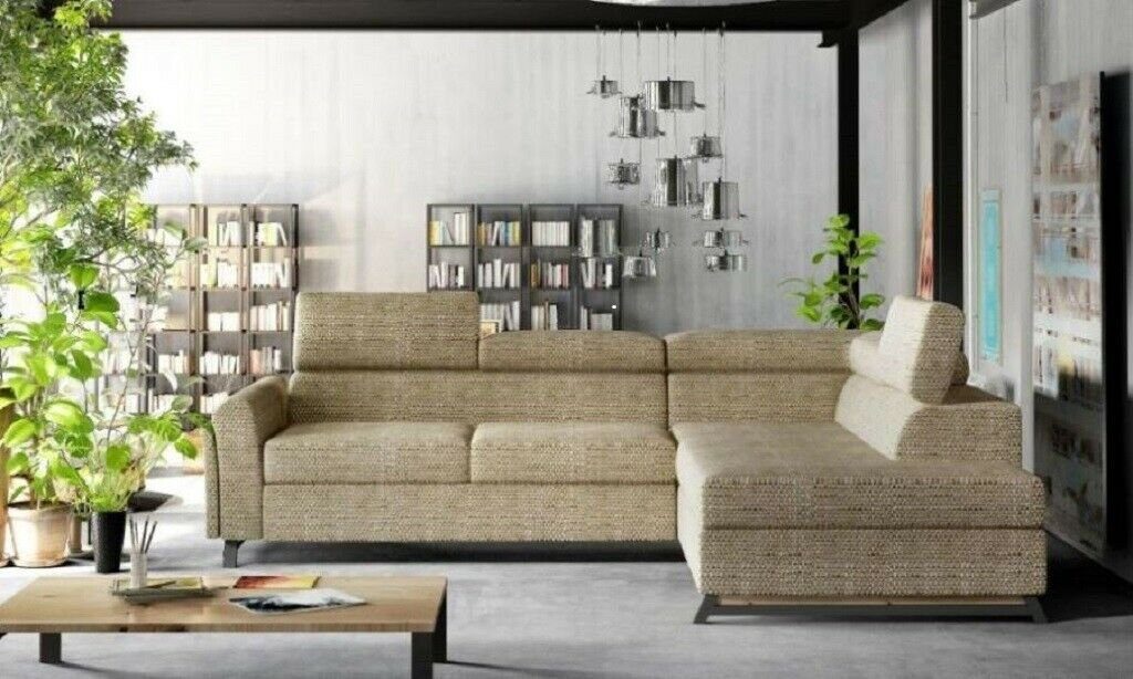 Couch Ecksofa Ecksofa, JVmoebel Polster Beige Garnitur Wohnlandschaft Sofa Designer Textil