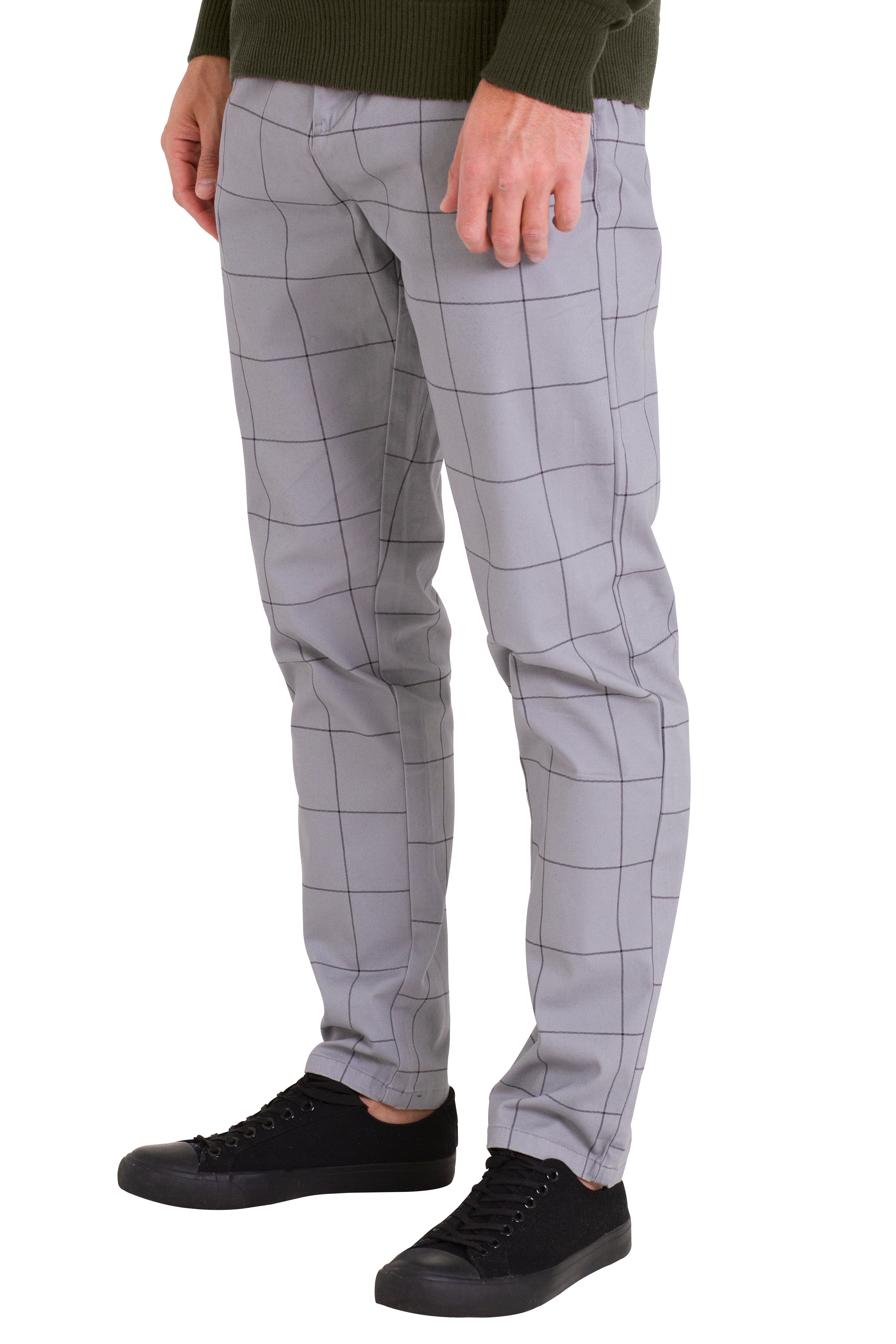 available 4 30''-38'' All Pockets(2 Pants Office 2 Back), Slim-Fit Chinohose Front Hose Herren Hellgrau Formaler BlauerHafen Business Check Vintage sizes Full