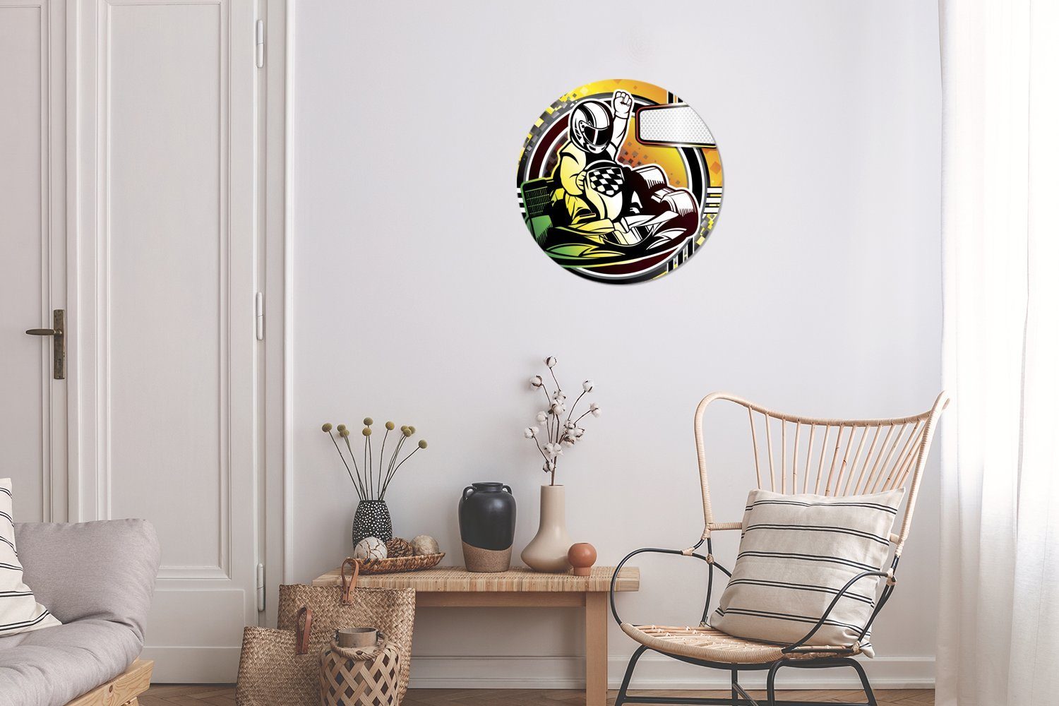 Wanddekoration Kartler, Forex, (1 Beispiel MuchoWow Rundes Ein 30x30 Kreis einen Wandbild, begeisterten für St), Wohnzimmer, cm Gemälde