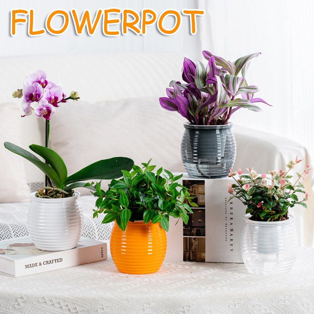Blusmart Blumentopf Transparenter Blumentopf Mit Luftdurchlässigkeit Gute orange Spiralmuster