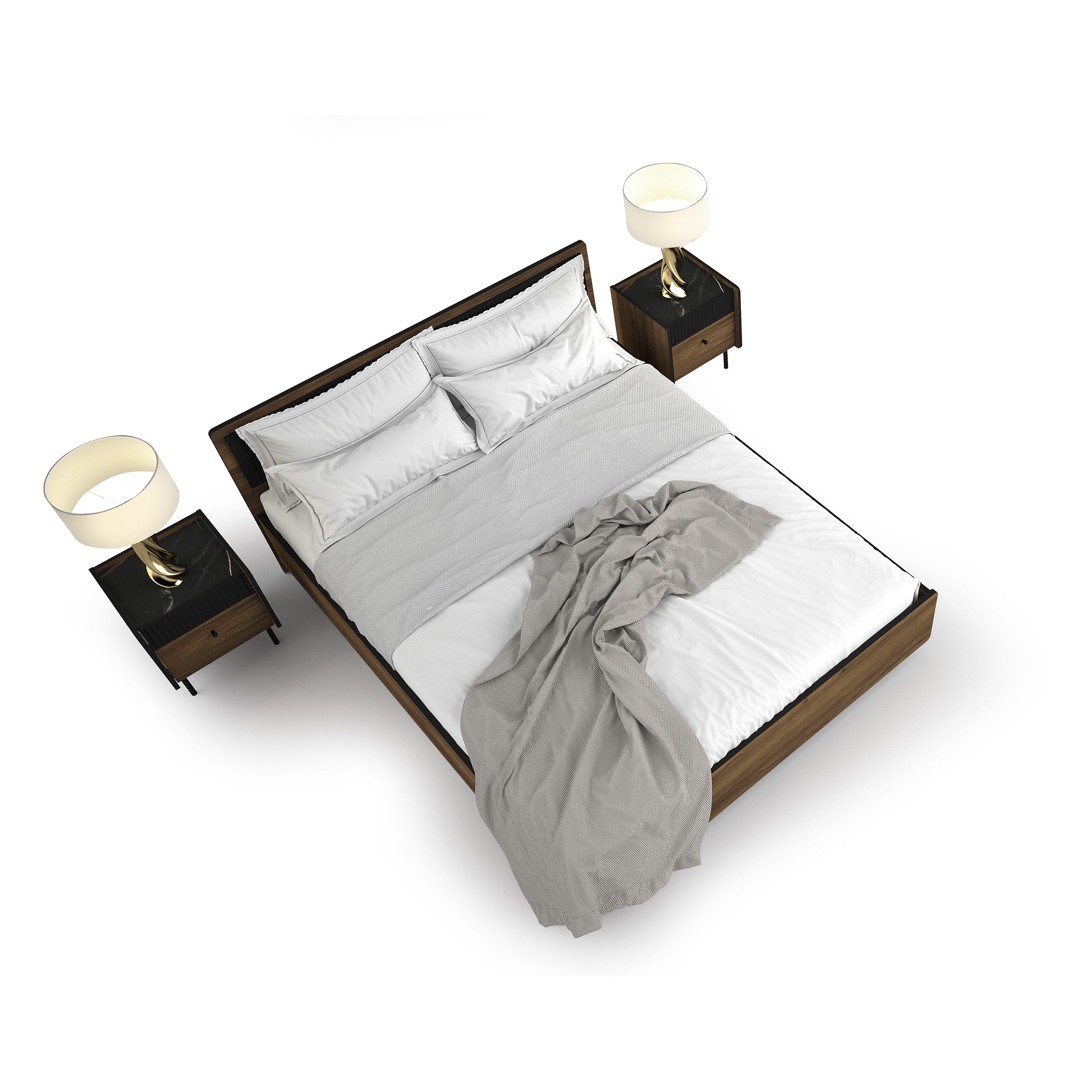Beautysofa Nachttisch PIANO mit 2 Schubladen (kompakt & funktional, im modernen Stil), Breite: 42 cm