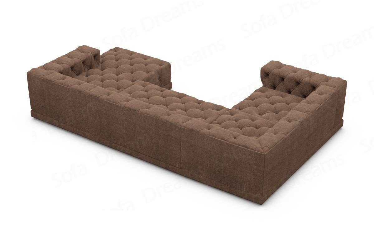 Chesterfield Loungesofa, Stil Palma Stoffsofa Modern, Sofa Form U Dreams Sofa Polster Strukturstoff dunkelbraun18 Stoff Wohnlandschaft