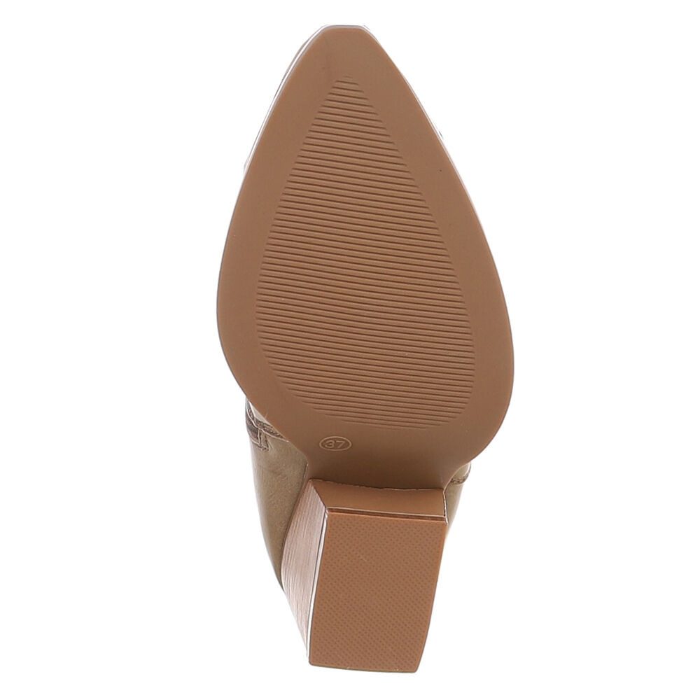 Ital-Design Elegante Stiefeletten mit hohem Absatz für Damen Westernstiefel (90153158) Blockabsatz Stiefel in Hellbraun