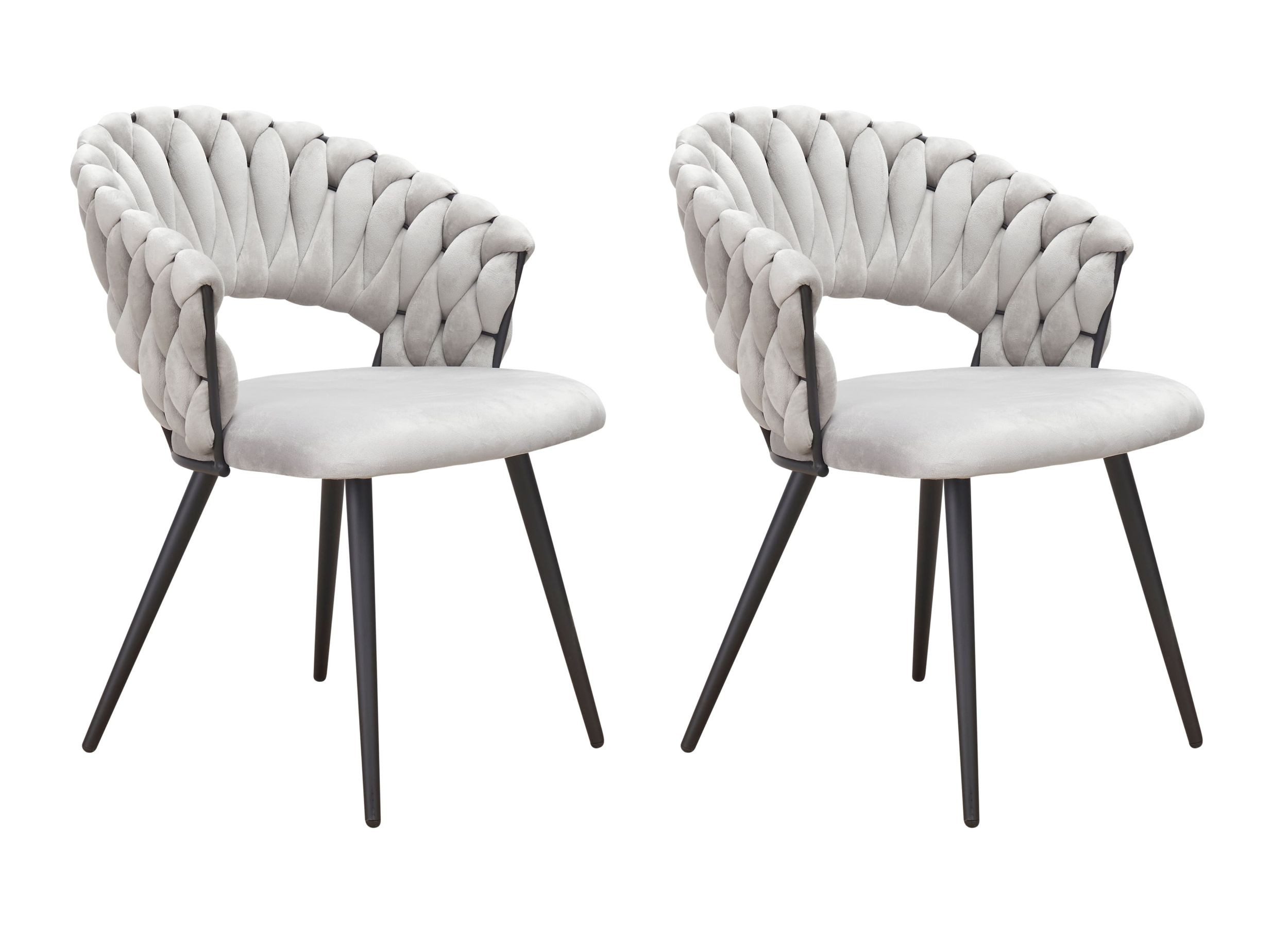 LC Home Esszimmerstuhl »Nancy« Flechtoptik Samt Armlehnstuhl Designerstuhl günstig online kaufen