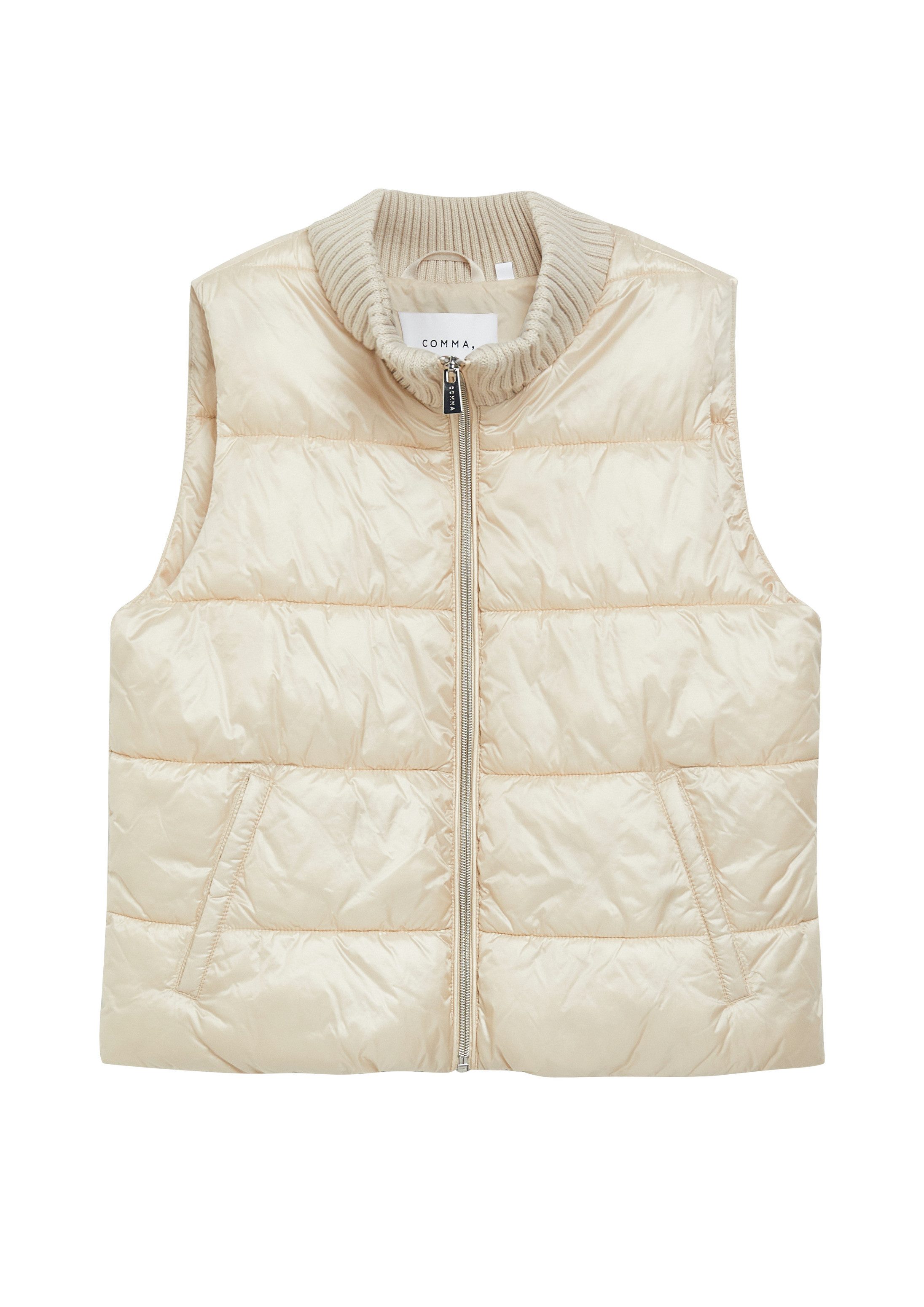 comma Outdoorjacke Outdoor-Weste Pufferweste mit Strickkragen