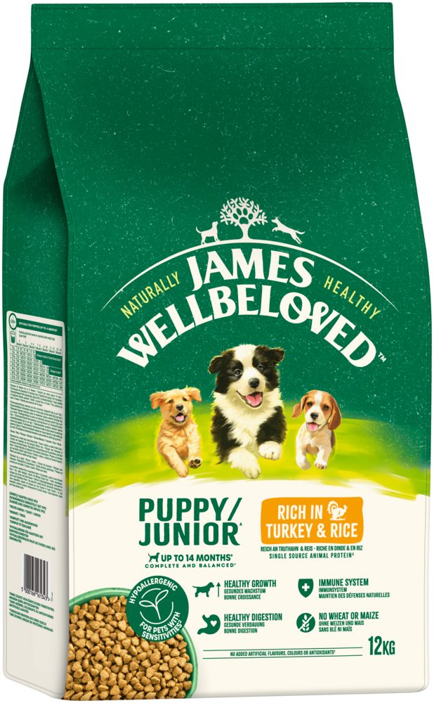 James Wellbeloved JAMES WELLBELOVED™ Hund Junior Truthahn & Reis 12kg, Trockenfutter für: Hunde