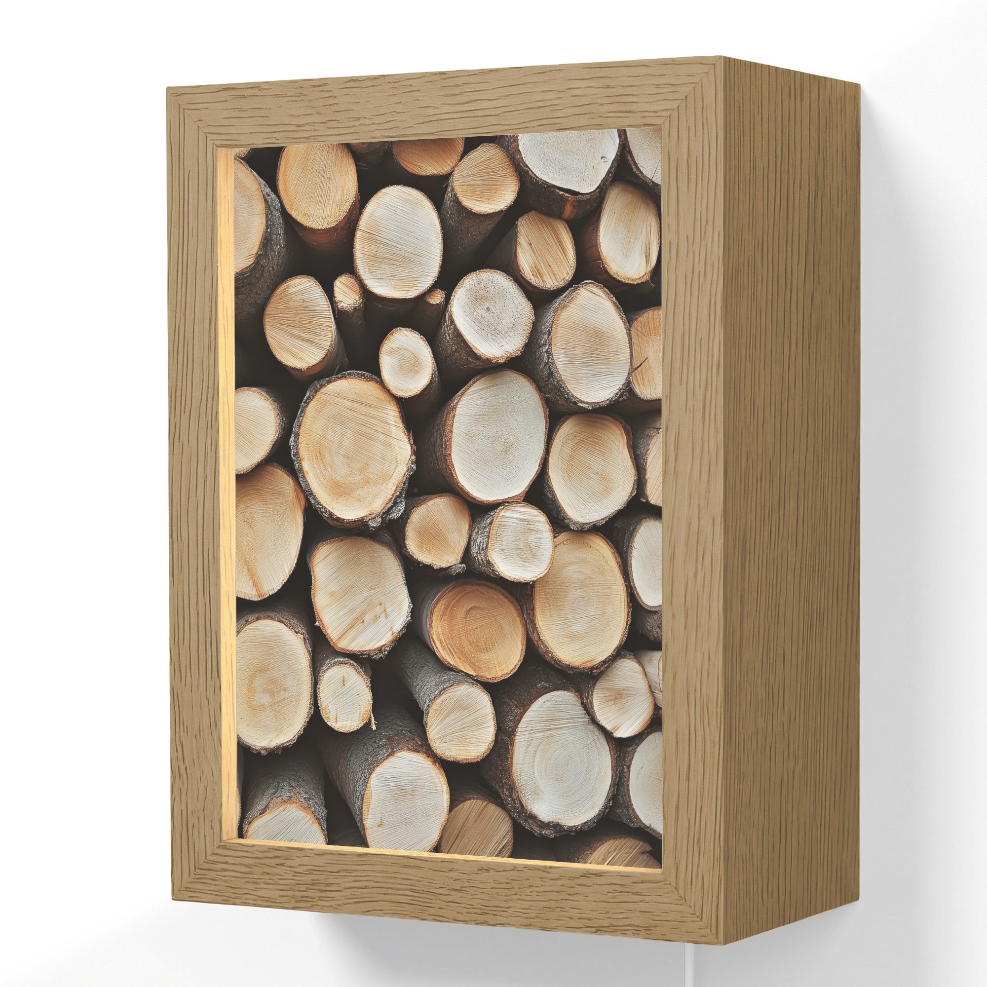 OnlyWow Wandleuchte Lightframe Holz - Baumstämme - Textur, Dimmbar, Farbwechsel, LED, Warmweiß, Kaltweiß, Neutralweiß Einstellbar, Wandlampe Innen, Dimmbar, mit Kabel, LED, Beleuchtung, Wohnzimmer