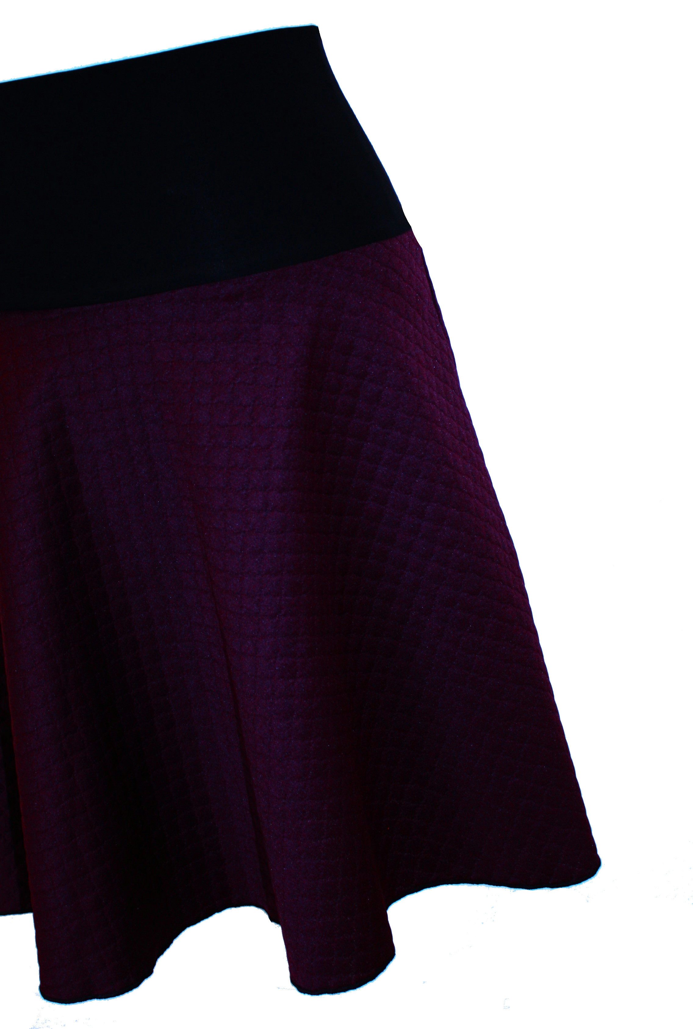 dunkle design A-Linien-Rock 57cm Weinrot Schwarz Aubergine Jacquard elastischer Bund