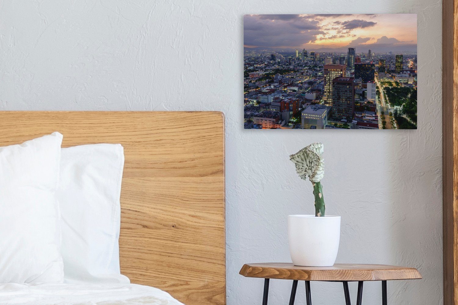 OneMillionCanvasses® Leinwandbild Skyline cm Mexiko-Stadt, Leinwandbilder, von Aufhängefertig, (1 Wanddeko, 30x20 Wandbild St)