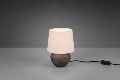 TRIO Leuchten Schreibtischlampe Lou, ohne Leuchtmittel, Nachttischlampe, Tischlampe, Keramik braun, Stoffschirm Beige