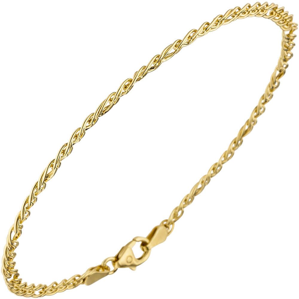 Schmuck Krone Goldarmband 3mm Zwillings-Panzerarmband aus 585 Gelbgold, 19cm, Gold 585 – Bild 2 von 4