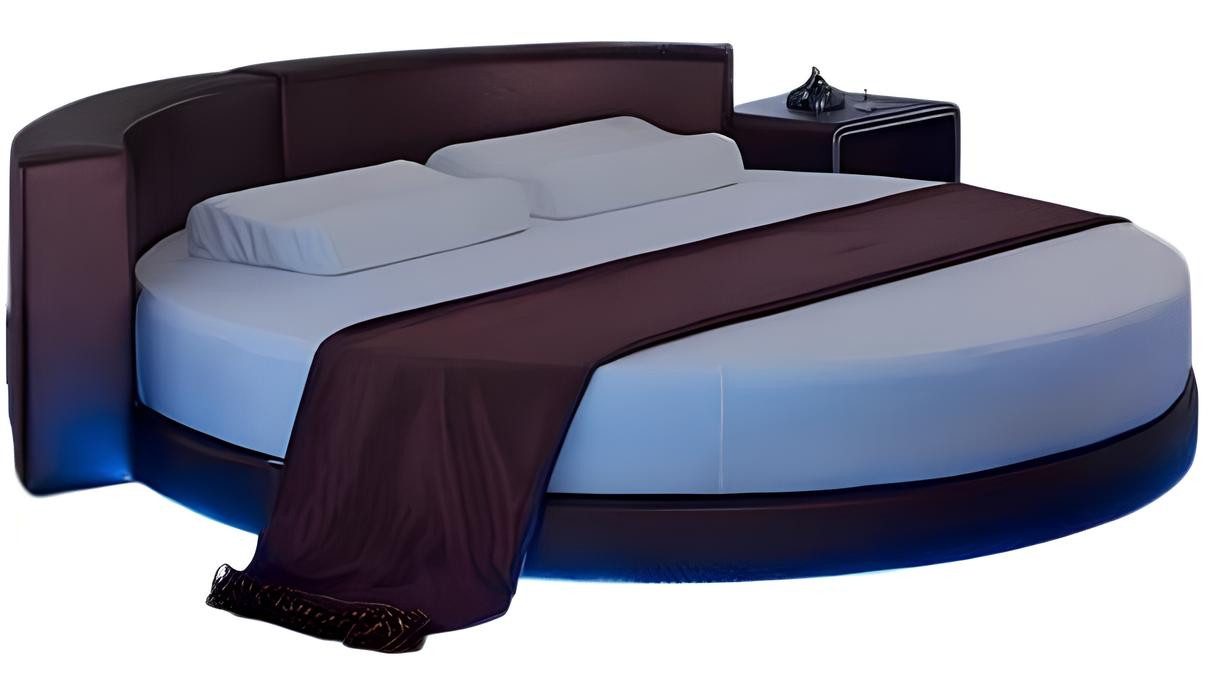 JVmoebel Rundbett Bordeaux Bett mit LED-Beleuchtung und integriertem Schlafsofa, Made in Europa