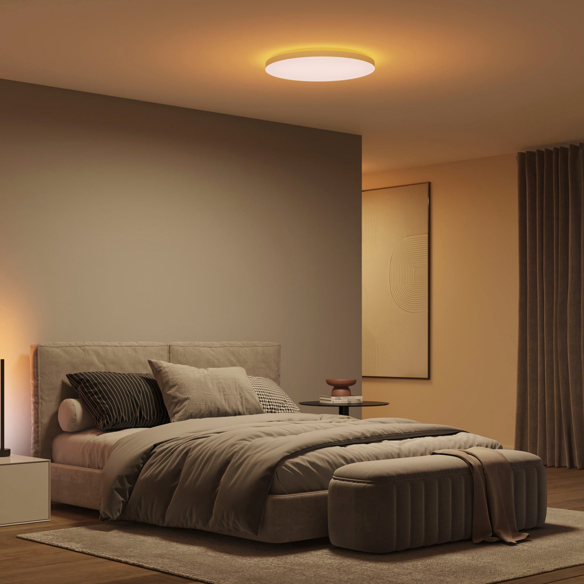 Philips Hue LED Deckenleuchte White & Color Ambience Datura Ø384mm, Abschaltautomatik, Bluetooth, CCT - über Fernbedienung, Dimmfunktion, Einschlafhilfe, Farbsteuerung, Farbwechsel, Memory, nach Trennung vom Netz, Nachtlichtfunktion, RGB, Smart Home, Timerfunktion, Weckerfunktion, dimmbar über Fernbedienung, mehrere Helligkeitsstufen, LED fest integriert, Farbwechsler, RGB, warmweiß - kaltweiß, App- & Sprachsteuerung, Smart Home, Backlight, Farbe & Weiß