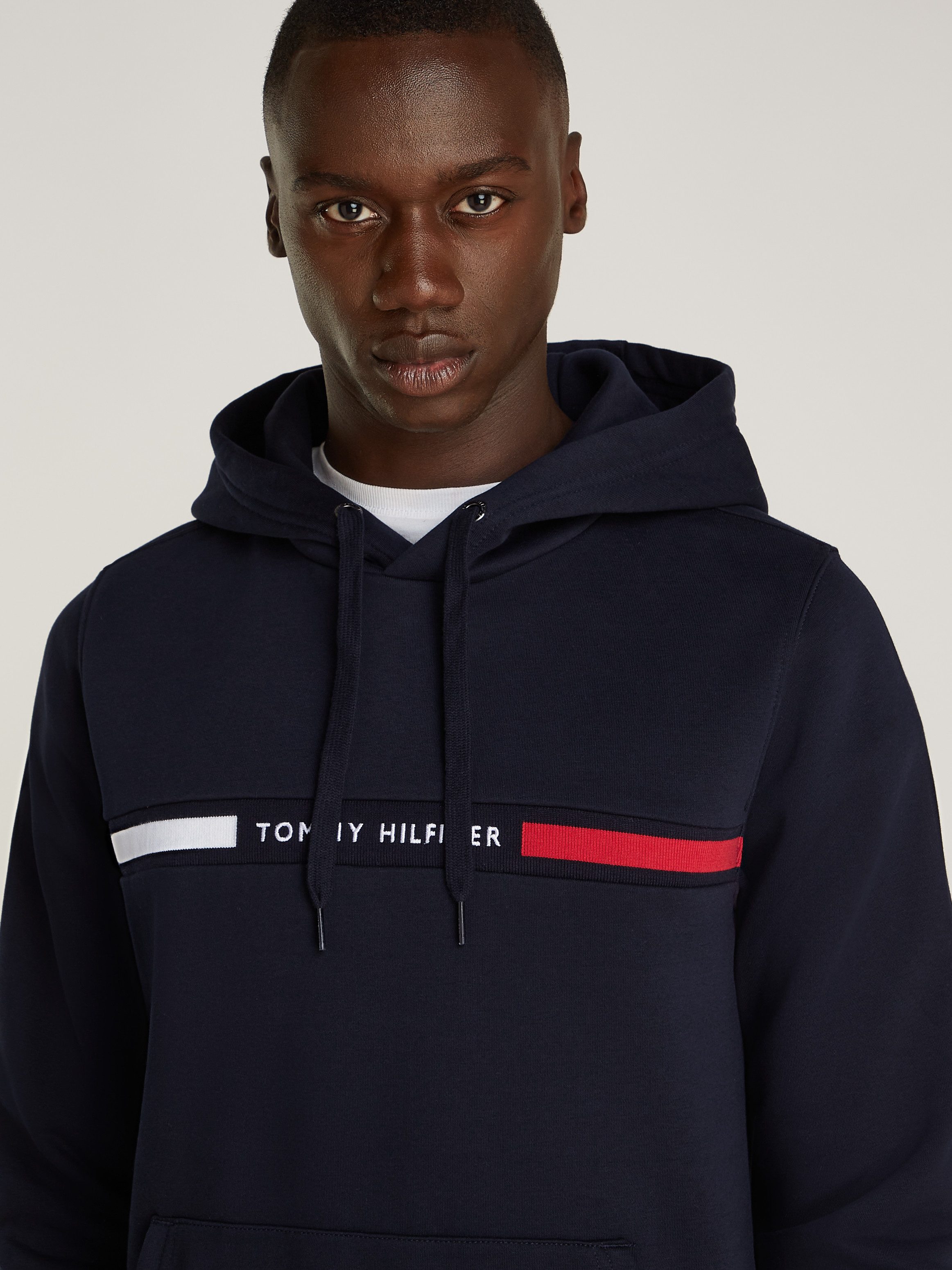 Tommy Hilfiger Kapuzensweatshirt HILFIGER CHEST INSERT unifarben, casual, regular fit, Baumwollmix, Kapuze