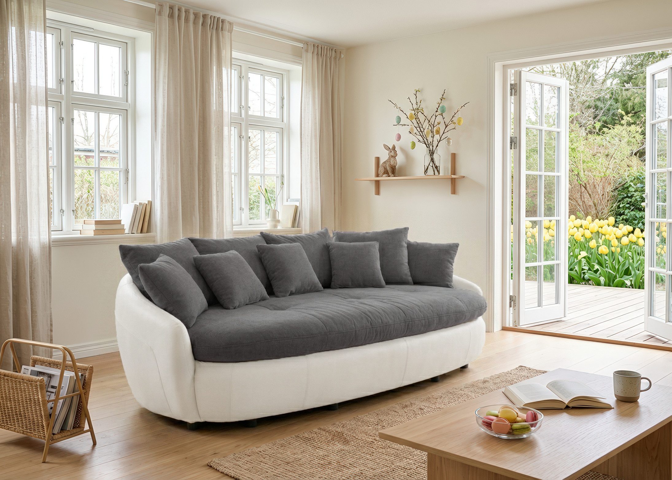 COTTA Big-Sofa Aruba, gemütliches Megasofa in XXL in organischer Form mit vielen Kissen
