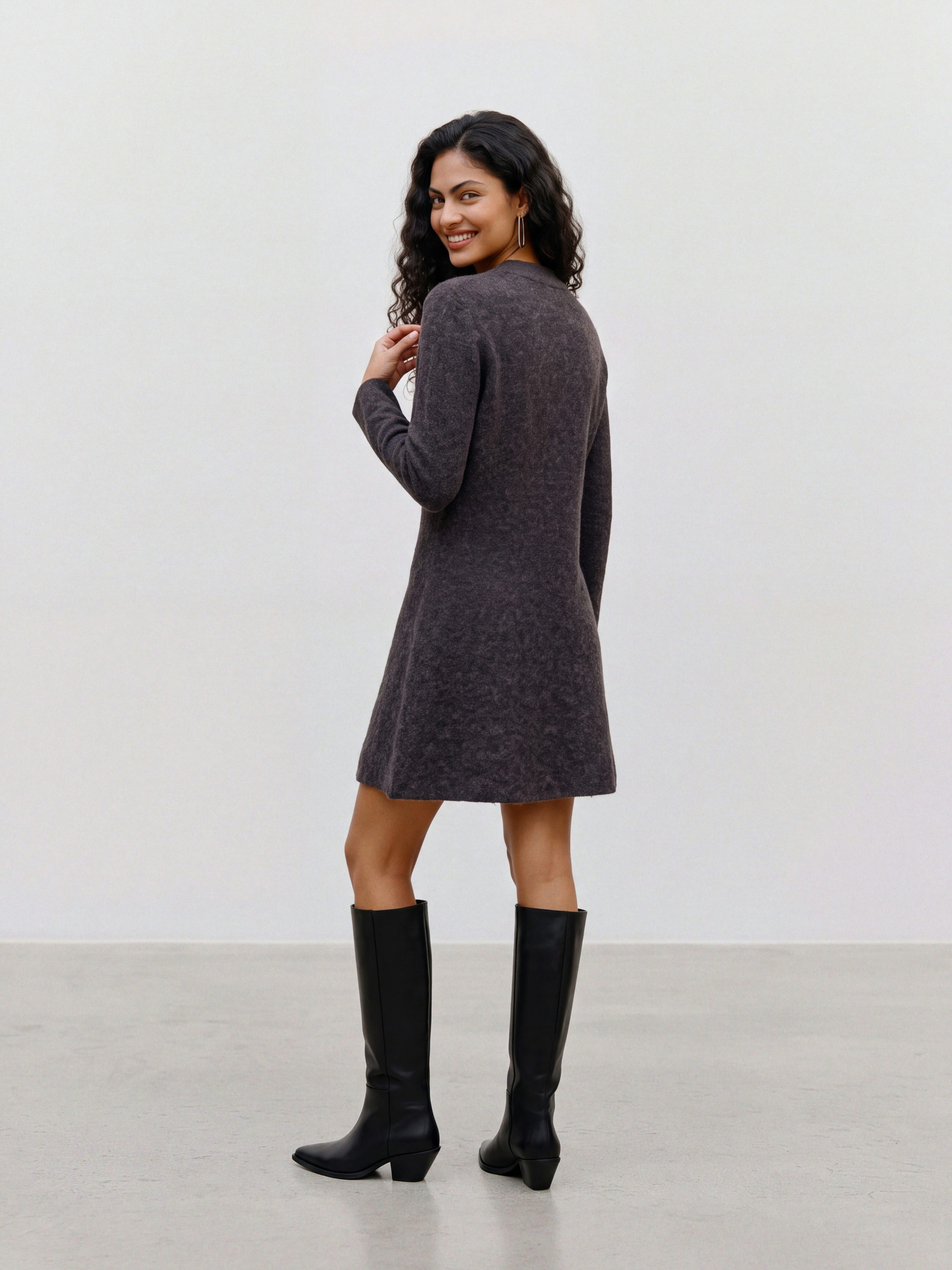 Vero Moda Strickkleid VMDOFFYJAQUARD LS V-NK BUTTON DRESS NOOS Materialmix