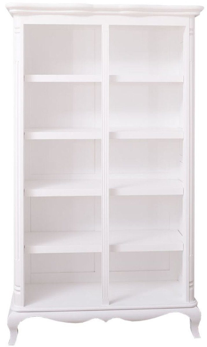 Casa Padrino Stauraumschrank Landhausstil Bücherschrank Weiß 112 x 49 x H. 190 cm - Massivholz Regalschrank - Wohnzimmerschrank - Büroschrank