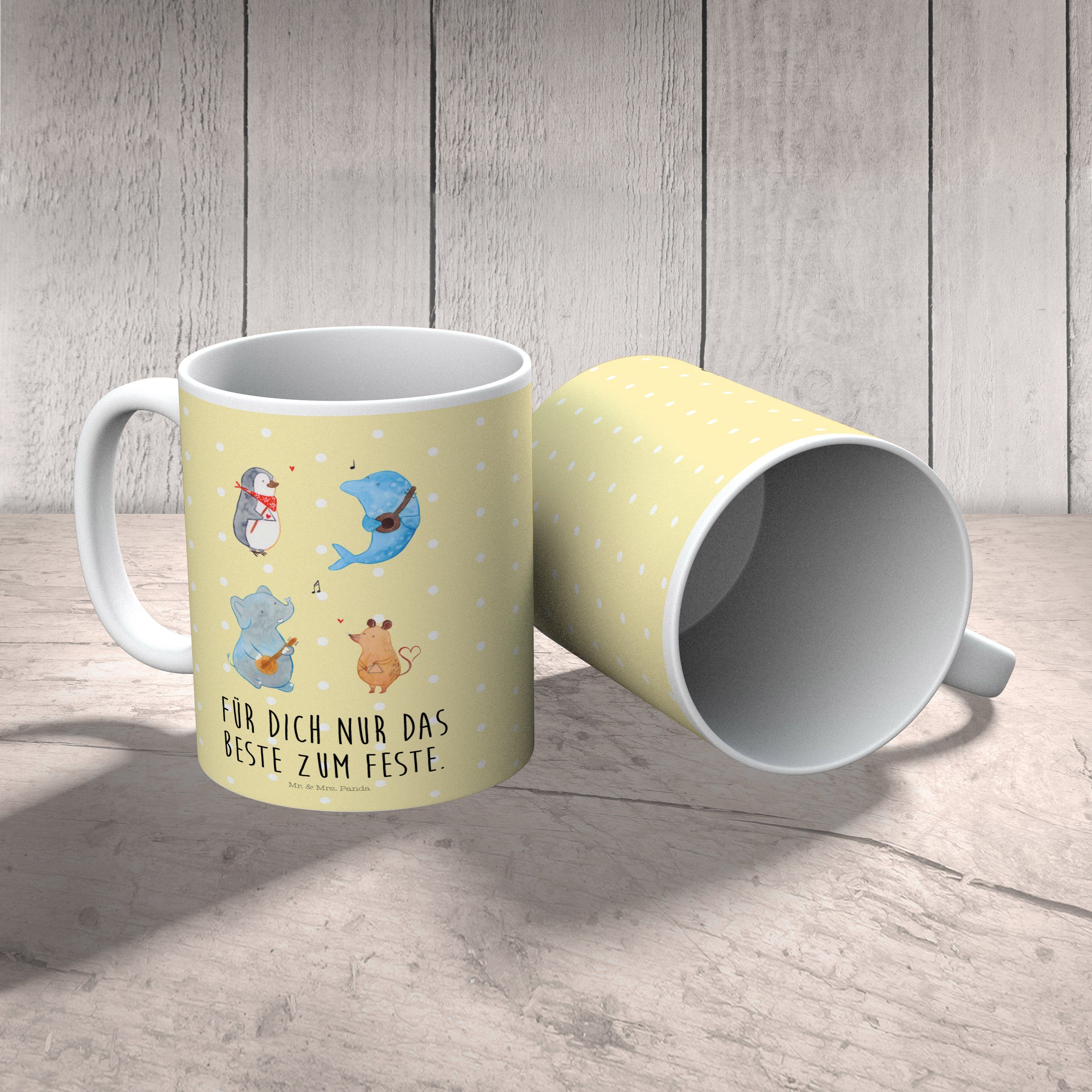 Mr. & Big Gelb Gute lustige - Mrs. Panda - Sprüche, Kinderbecher Band Tier, Pastell Laune, Geschenk, Kunststoff