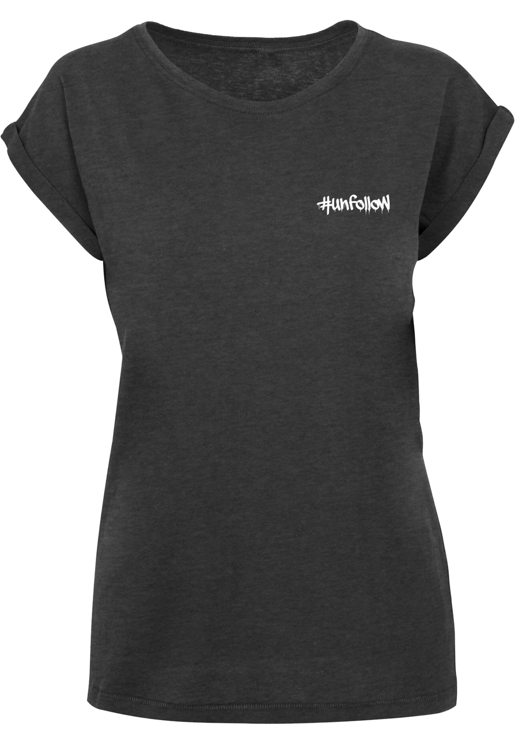 Merchcode T-Shirt Damen Ladies Unfollow Extended Shoulder Tee (1-tlg) charcoal