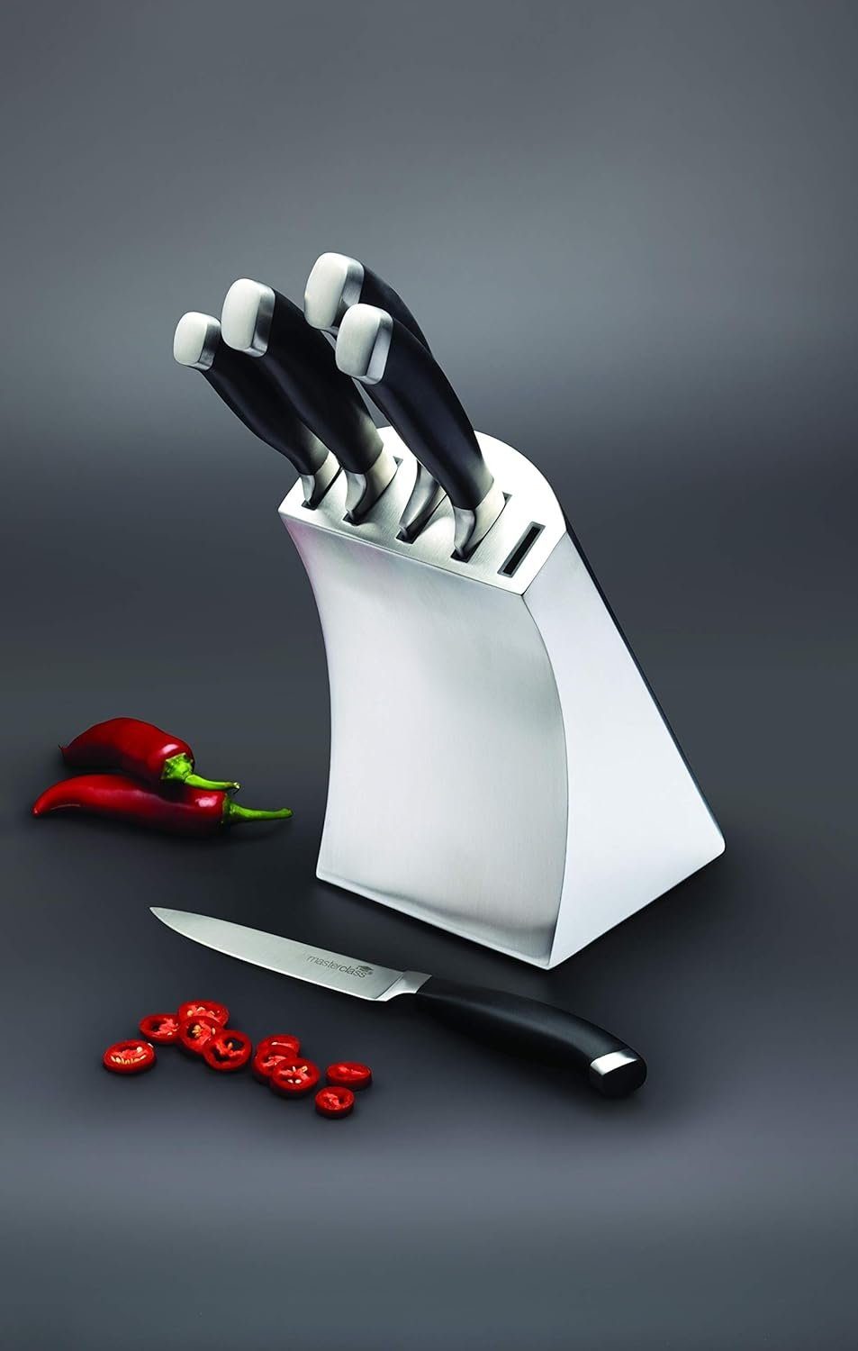 MasterClass Messerblock Küchenmesser Messerblock bestückt 6-tlg Edelstahl MasterClass