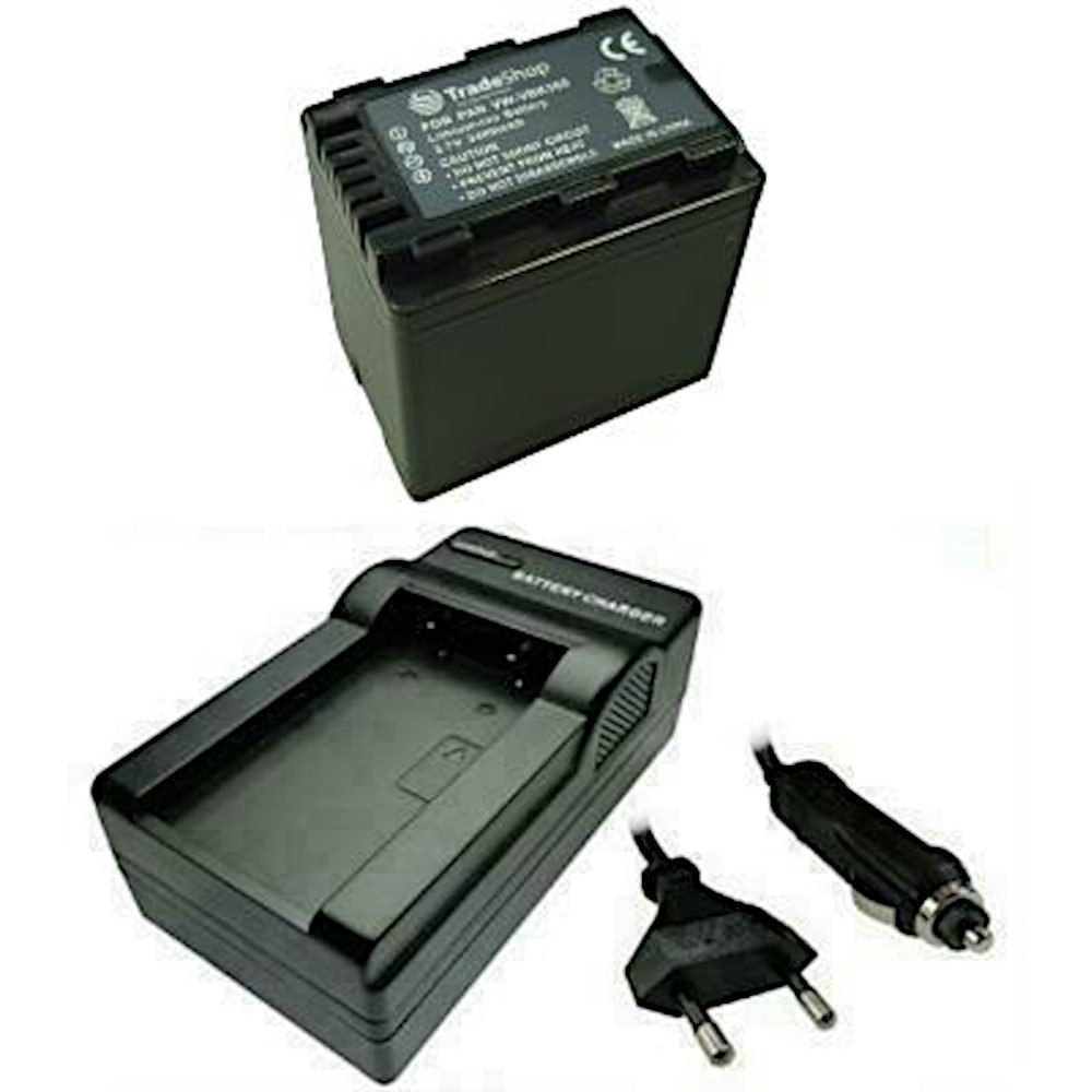 Trade-Shop 2in1 Set passend für Panasonic SD-90 SD-99 SDX1 HS60 HS80 Ladegerät + Kamera-Akku Li-Ion 3400 mAh (3,7 V), Für 220V Steckdose und 12V/24V Kfz Zigarettenanzünder