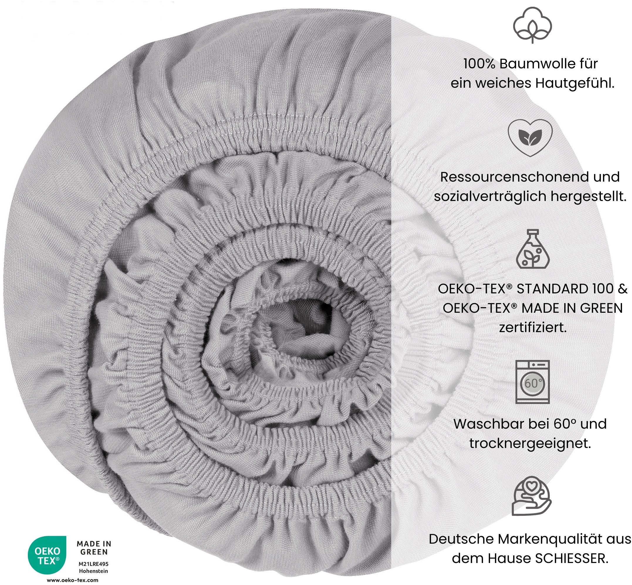 uncover by SCHIESSER Spannbettlaken New Jersey aus 100% Baumwolle, Jersey, Gummizug: rundum, (1 Stück), Made in Green