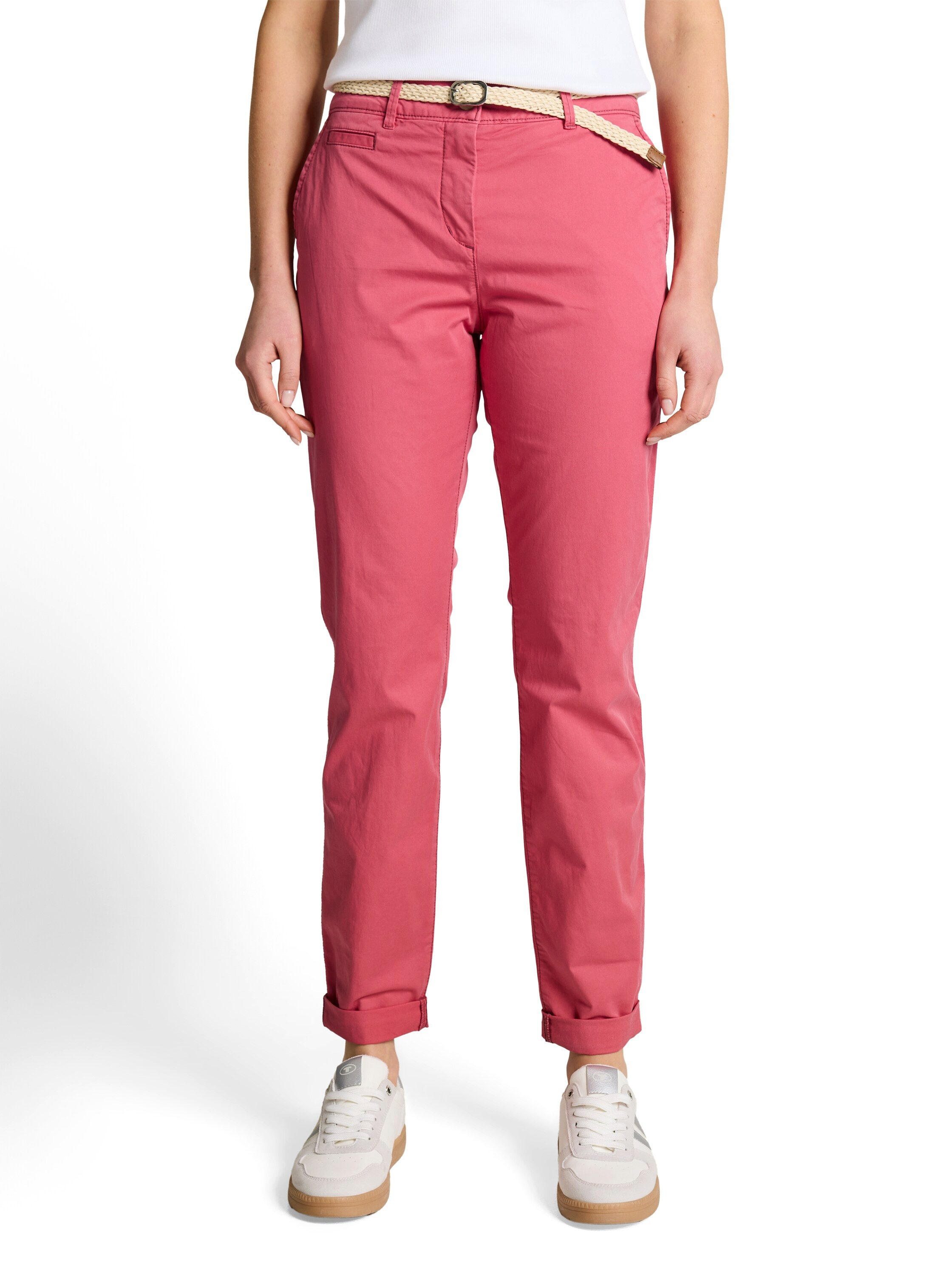 TOM TAILOR Chinohose mit Gürtel und Stretch