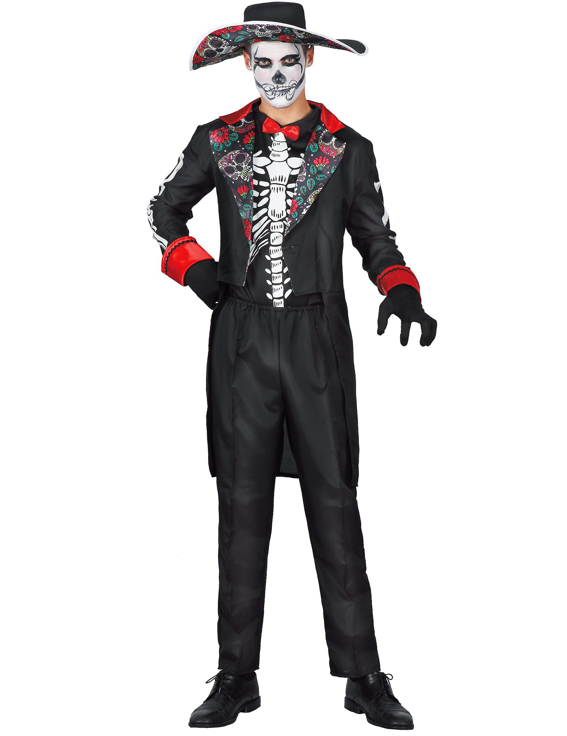 JADEO Monster-Kostüm Tag der Toten Anzug Halloween-Kostüm für herren schwarz-bunt