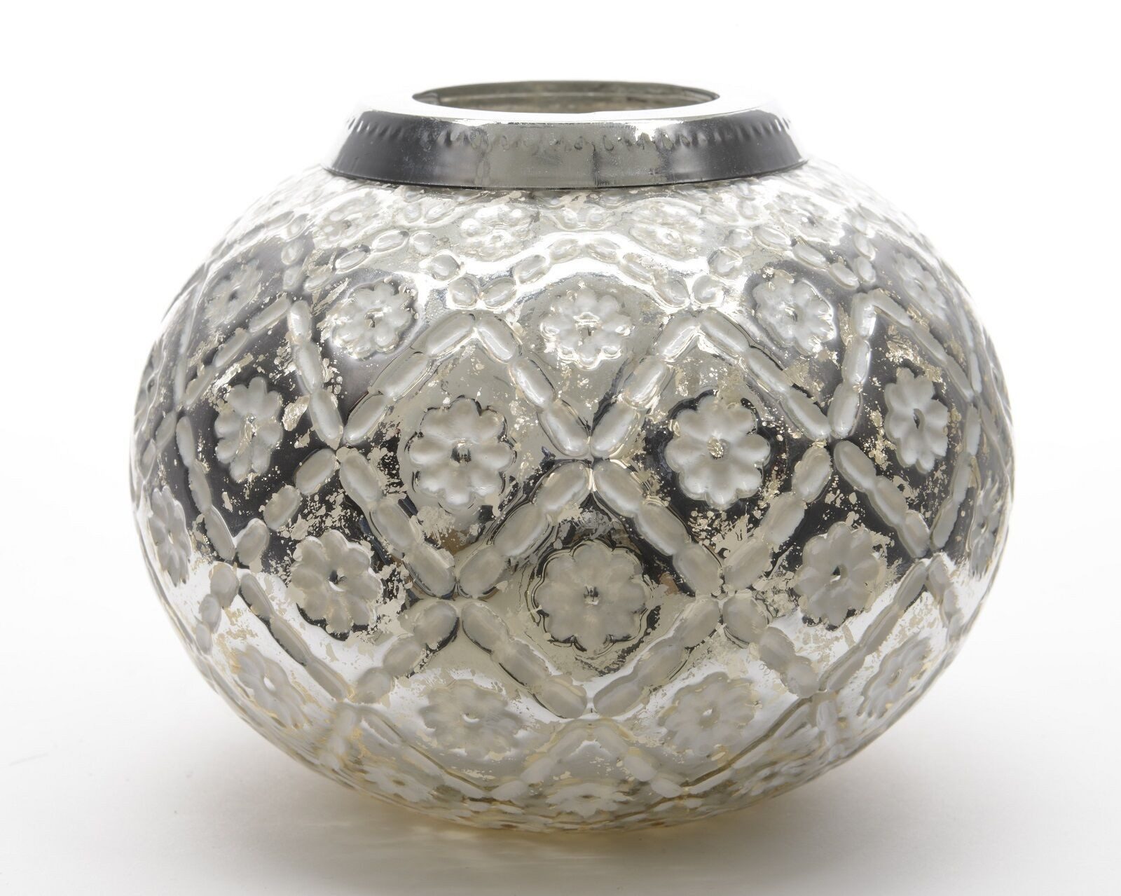 Kaemingk Windlicht Windlicht Teelicht Glas silber whitewash Ø.15 cm H.11 cm günstig online kaufen