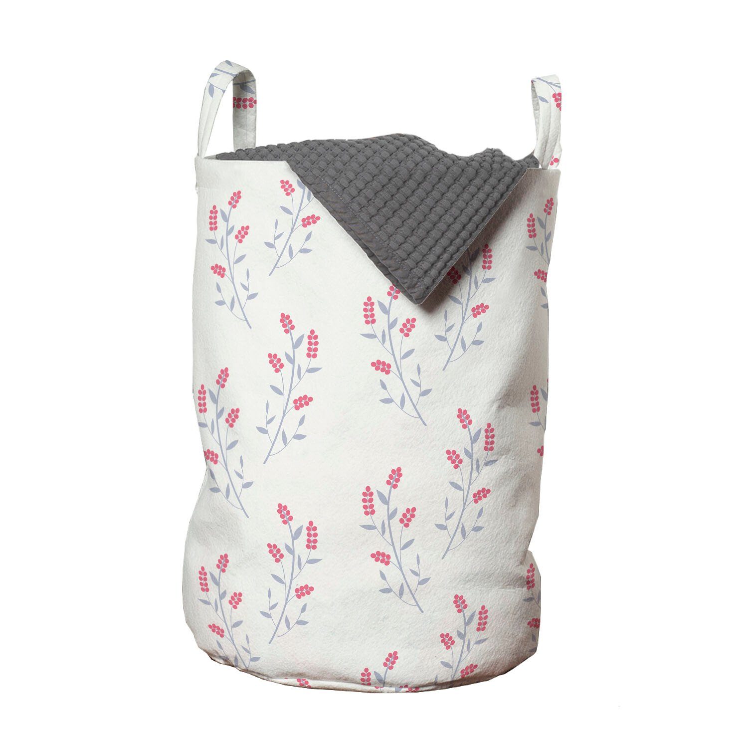 Abakuhaus Wäschesäckchen Wäschekorb mit Griffen Kordelzugverschluss für Waschsalons, Blumen Weiche farbige Berry Reisig | Wäschesäcke