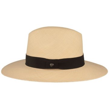 Breiter Strohhut feiner original Panama Hut mit Ripsband-Garnitur und UV-Schutz 50+