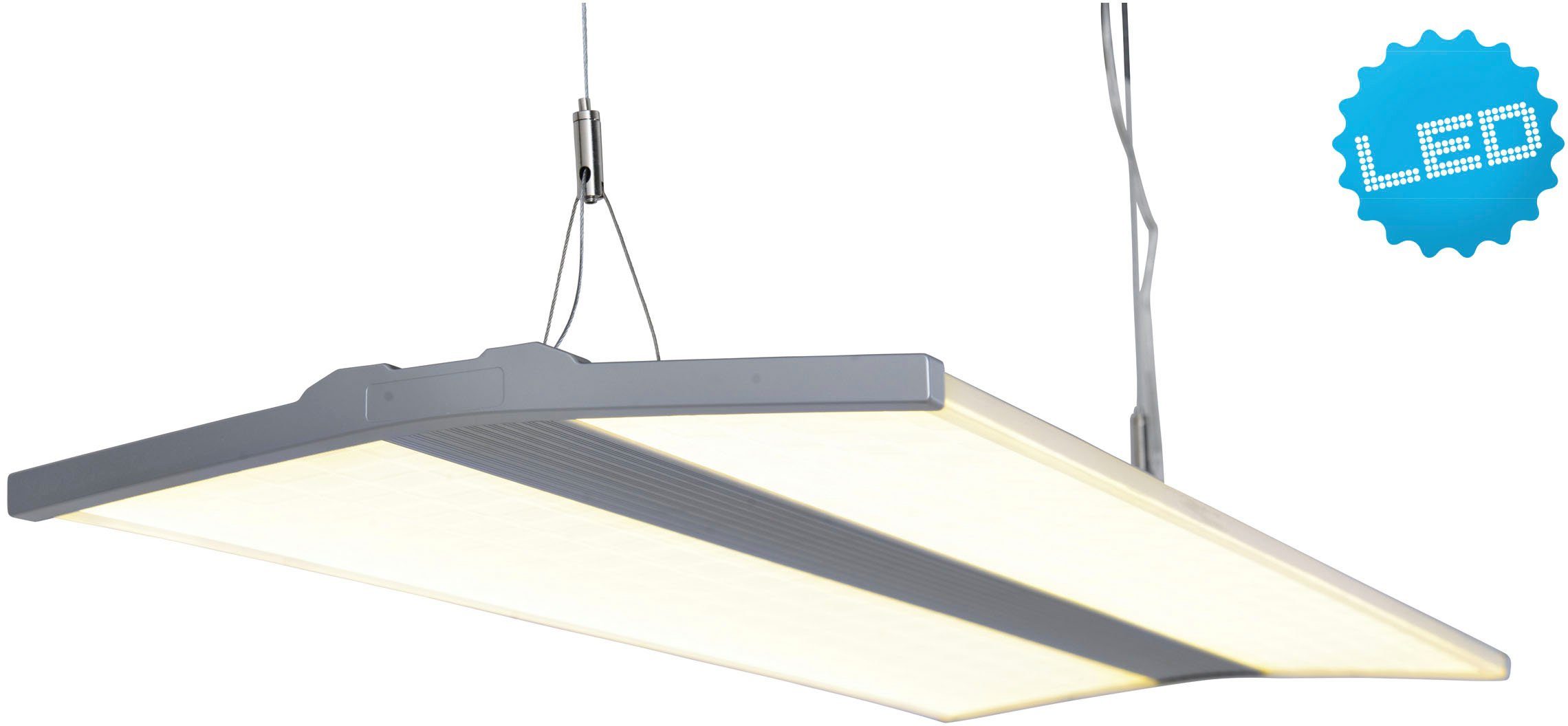 näve LED Pendelleuchte Foson, LED fest integriert, Neutralweiß, Büro/Arbeitszimmer Farbe grau Lichtfarbe neutralweiß L: 80cm B: 30cm