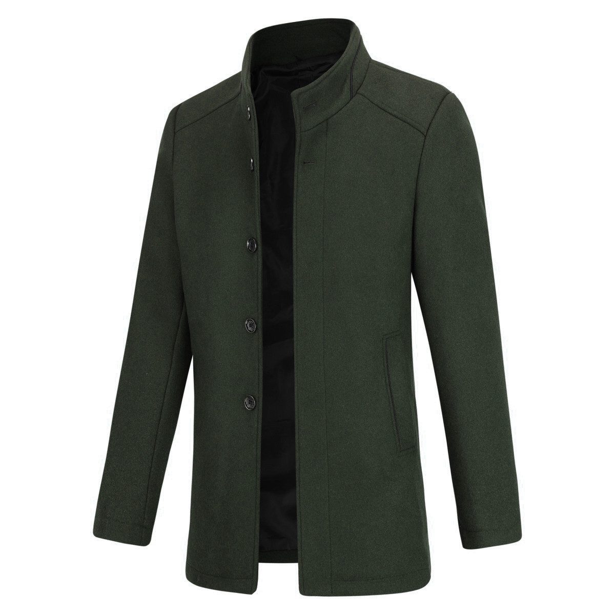 Allthemen Kurzmantel mit abnehmbarer dicker Weste Herren Wintermantel kurze Wolljacke – Bild 2 von 5