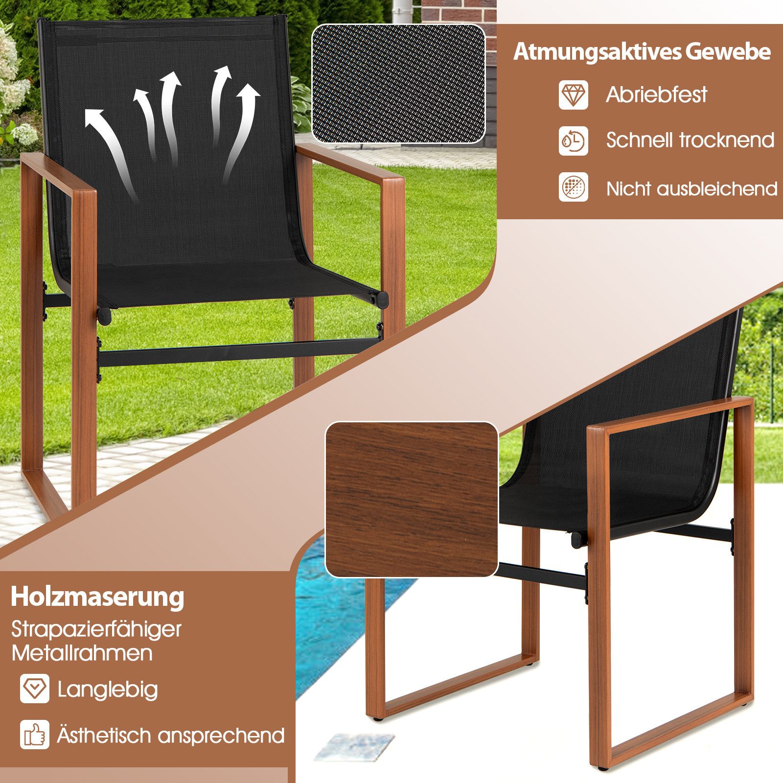COSTWAY Gartenstuhl (2 St), 2er Set, günstig online kaufen