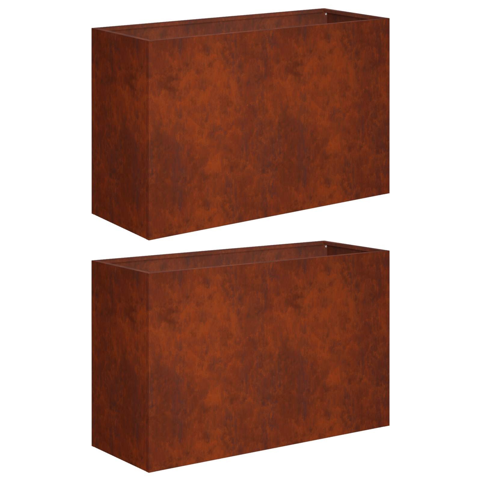 vidaXL Blumentopf Garten-Pflanzgefäß 2 stk. Rostoptik 80 x 40 x 50 cm (2 St)