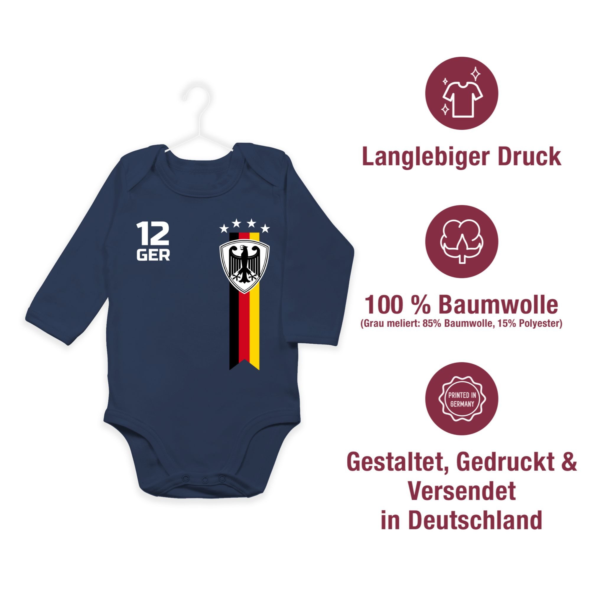 Shirtracer Shirtbody WM Fan Deutschland 2026 Fussball WM Fanartikel Baby