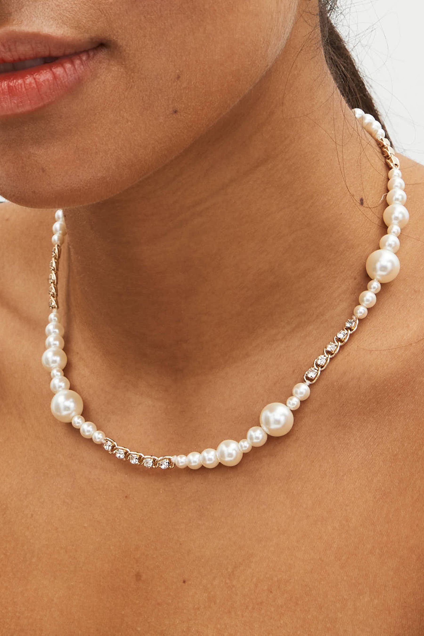 (1-tlg) und Glassteinen T-Steg, Halskette Next Perlen mit Perlenkette