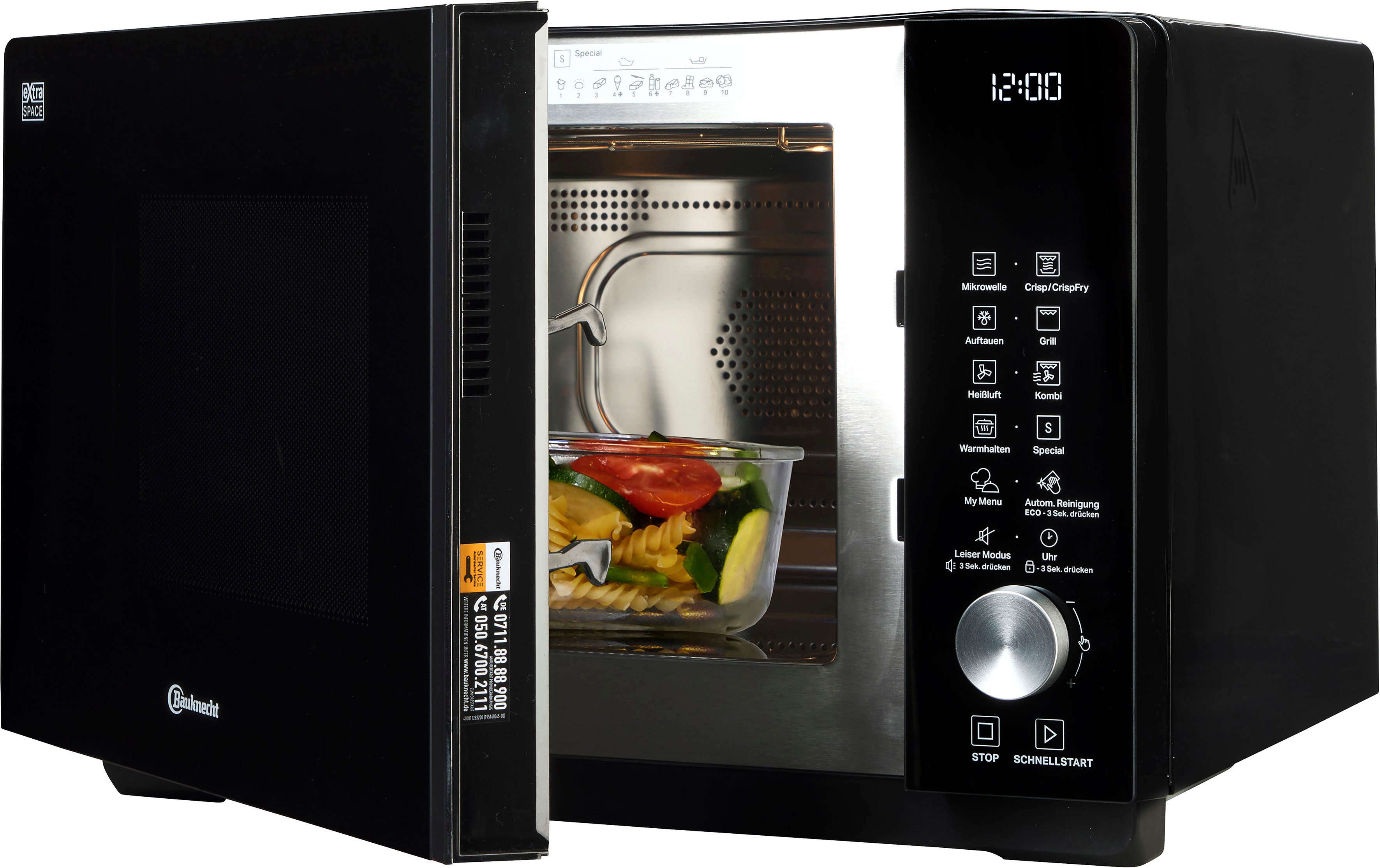 BAUKNECHT Mikrowelle MF 258 B, Grill, Heißluft, Mikrowelle, 25 l, intelligente Technologie ohne