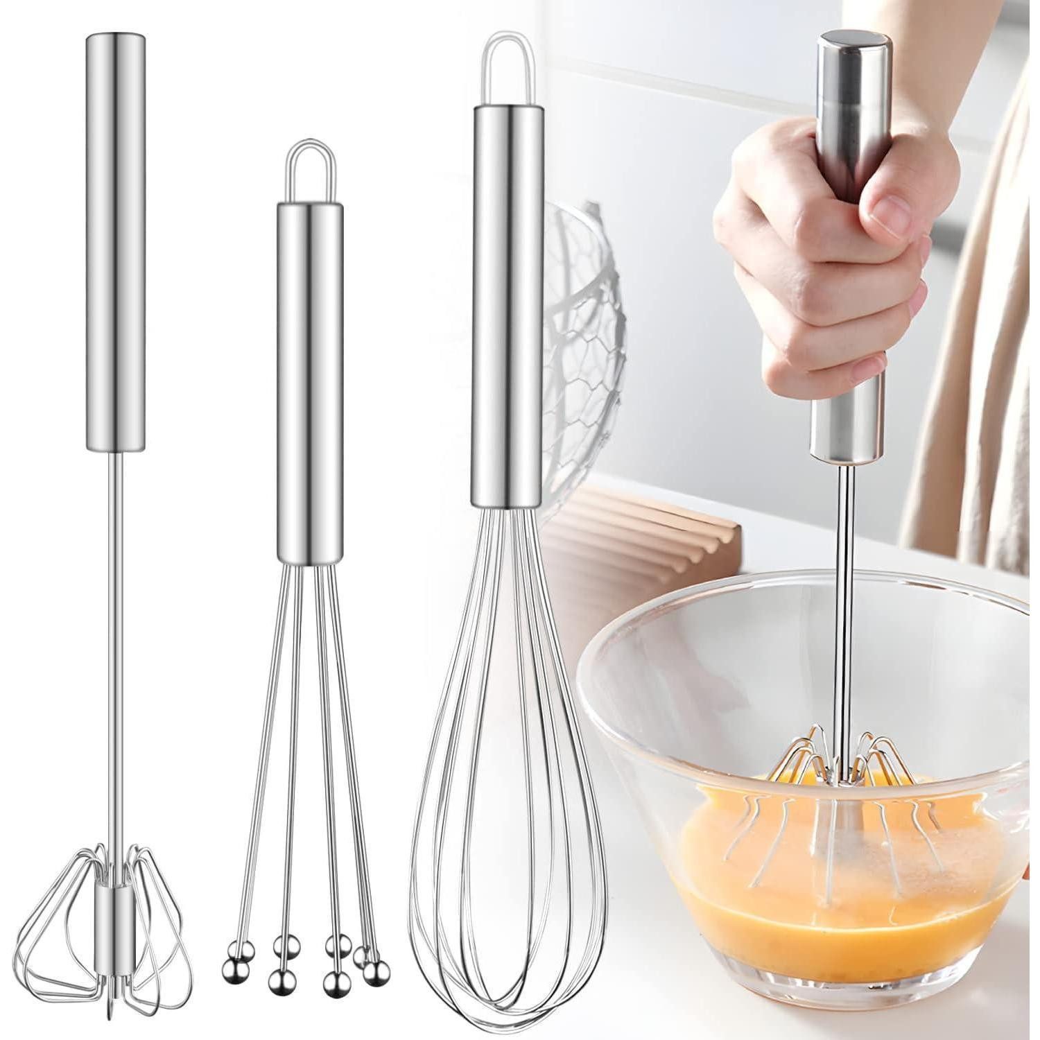 LuxusKollektion Schneebesen Schneebesen Set Edelstahl 3 Stück Rührbesen Flexi Schneebesen Perlen