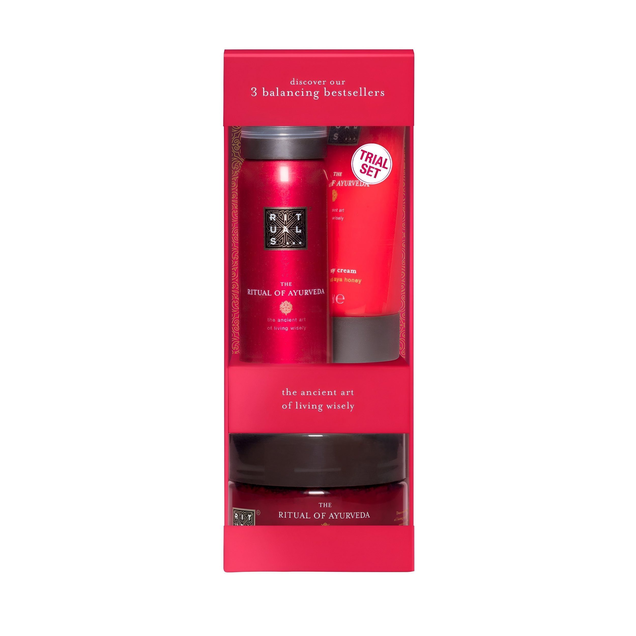 Rituals Körpercreme The Ritual of Ayurveda Try Me Set – 3-teilig, 3-tlg., Duschschaum, Körperpeeling & Body Cream im Geschenkset
