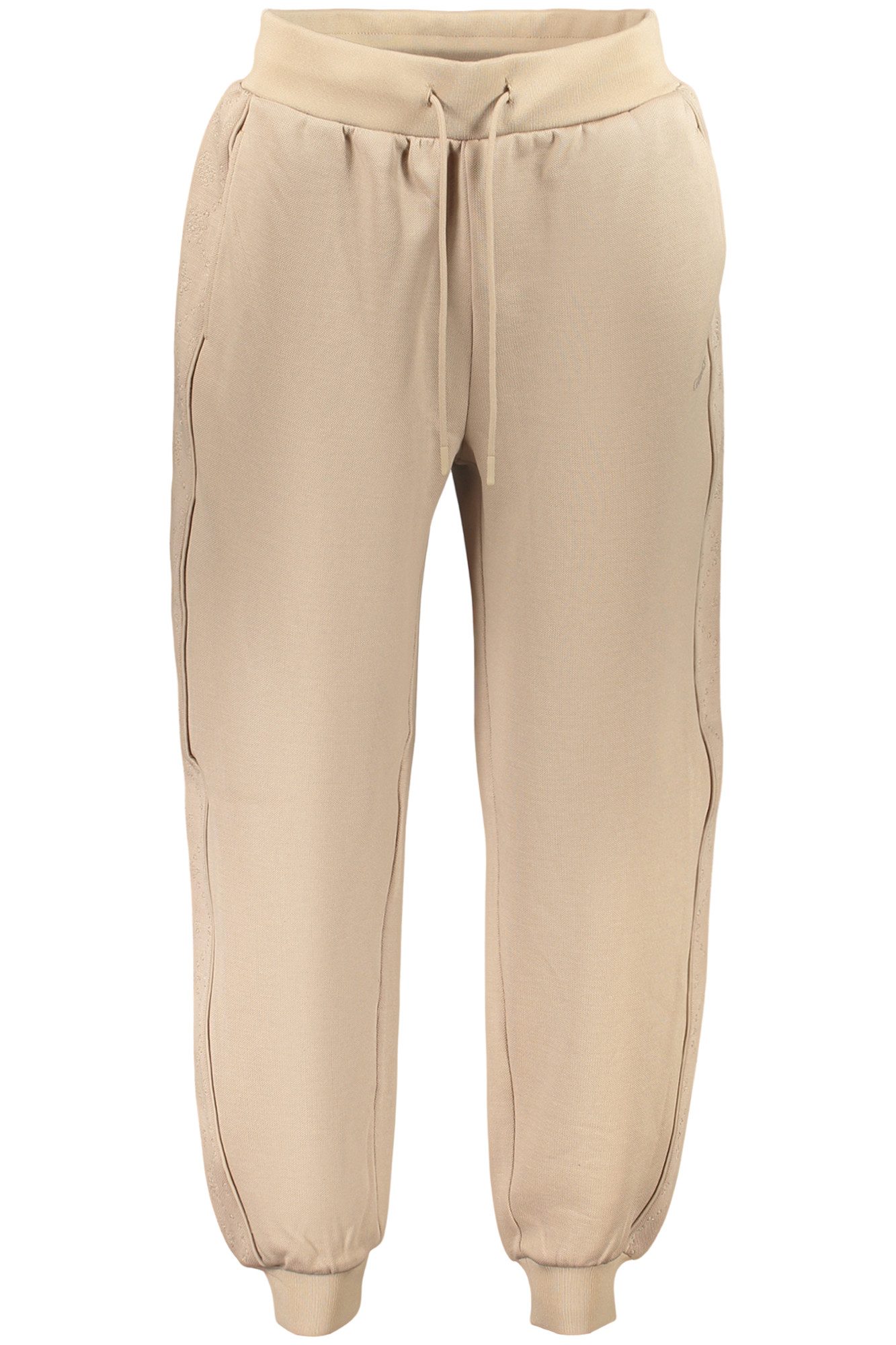 GUESS JEANS 5-Pocket-Hose Stylische Damen Trainingshose Beige mit Logo und Kontrastdetails
