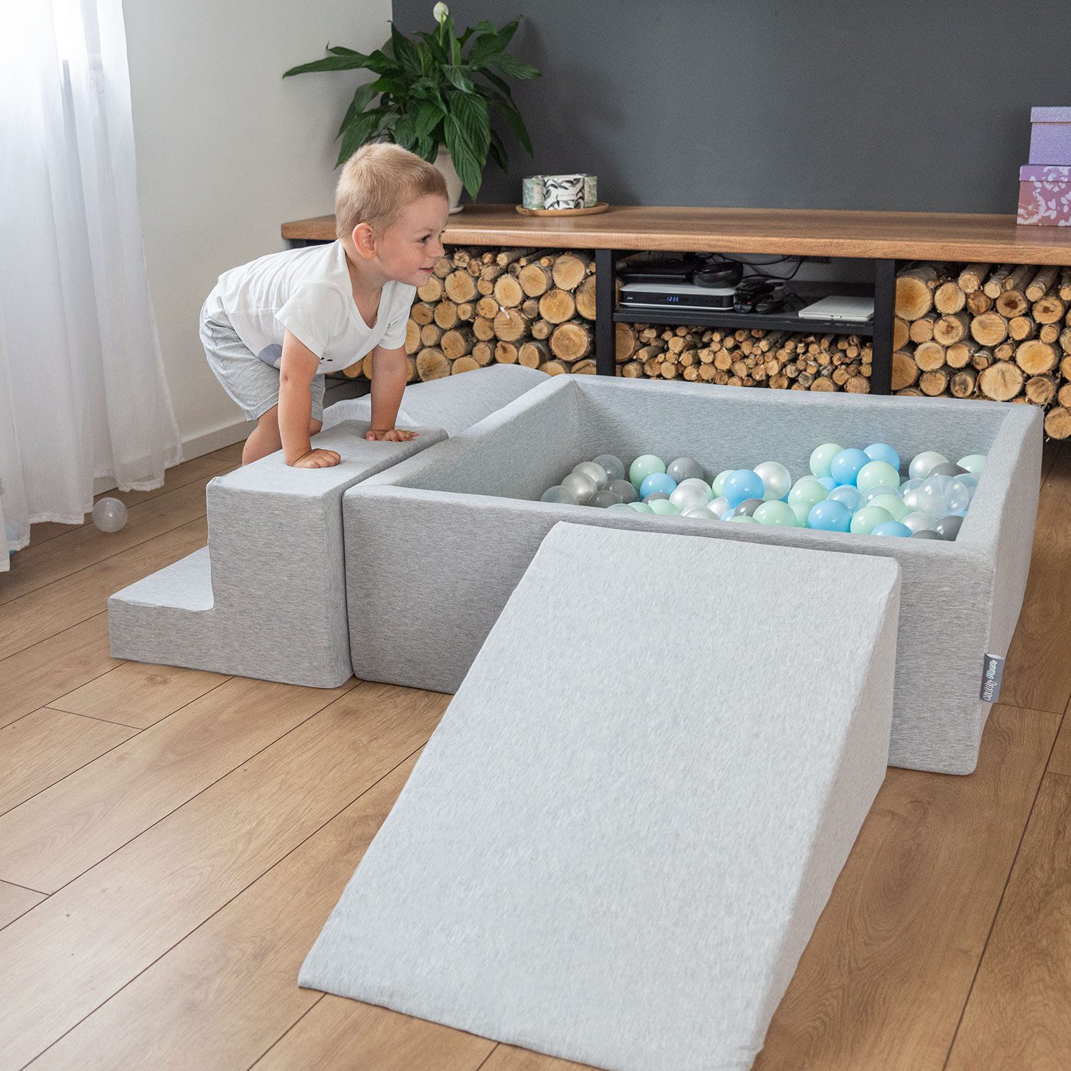 KiddyMoon Bällebad KW30D, (Bällepool mit bunten Bällen, 0-tlg., Bällepool Eckig), Made in Europe