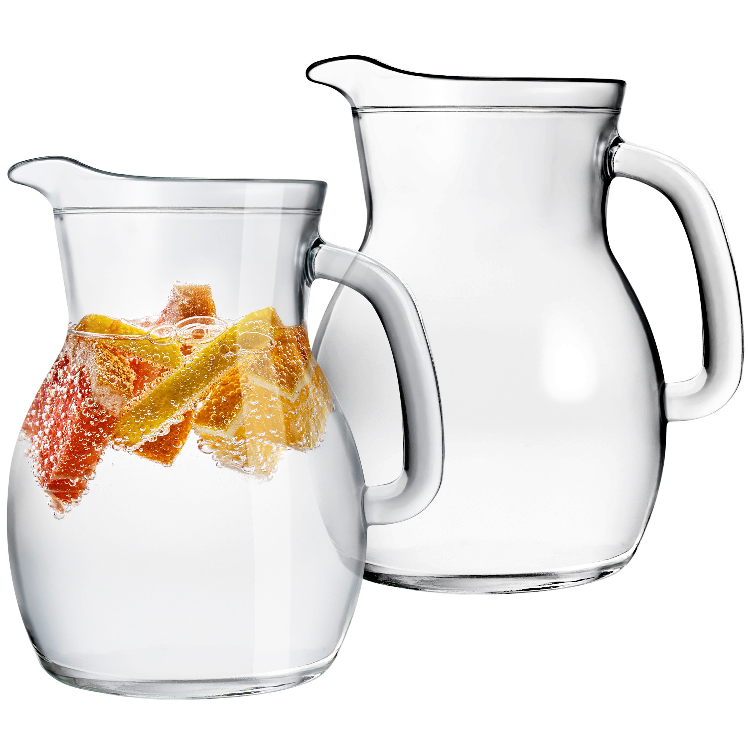 KONZEPT Wasserkrug Glaskrug Transparent Ergonomischer Griff, (2-tlg), Volumen: 1L, 500 ml, 250 ml. Set 1/2/3 Stk.